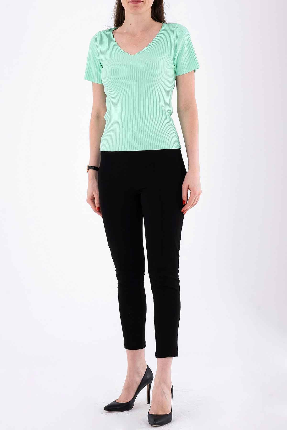 Yarım Kollu V Yaka Triko