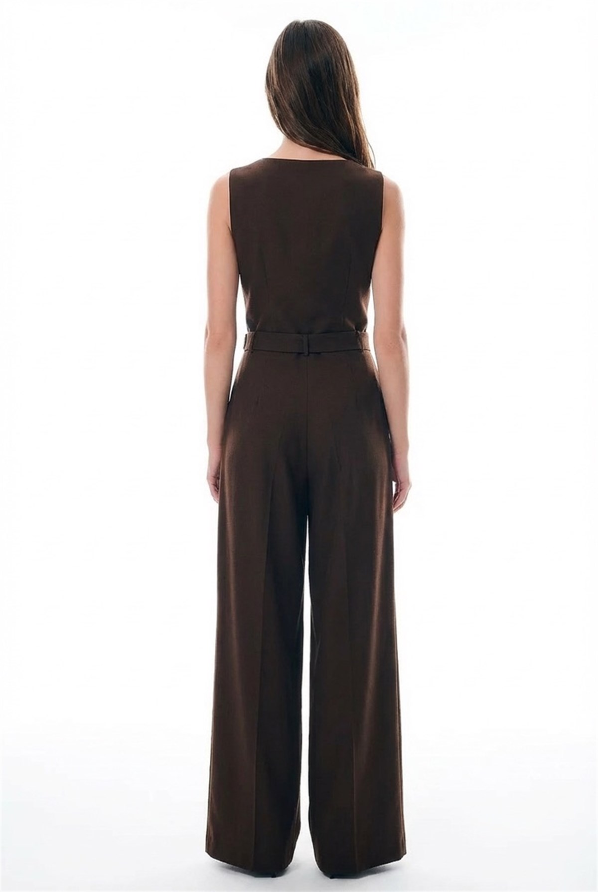 Yelek Görünümlü Gold Düğmeli Tulum