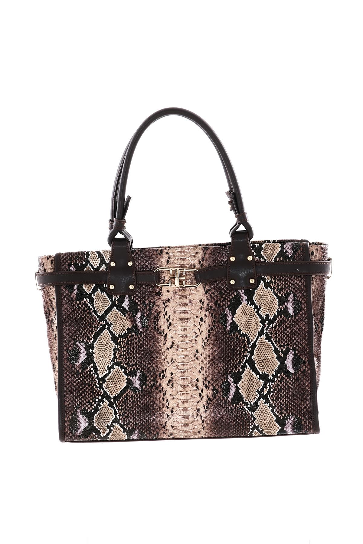 Yılan Desenli Büyük El Omuz Çanta