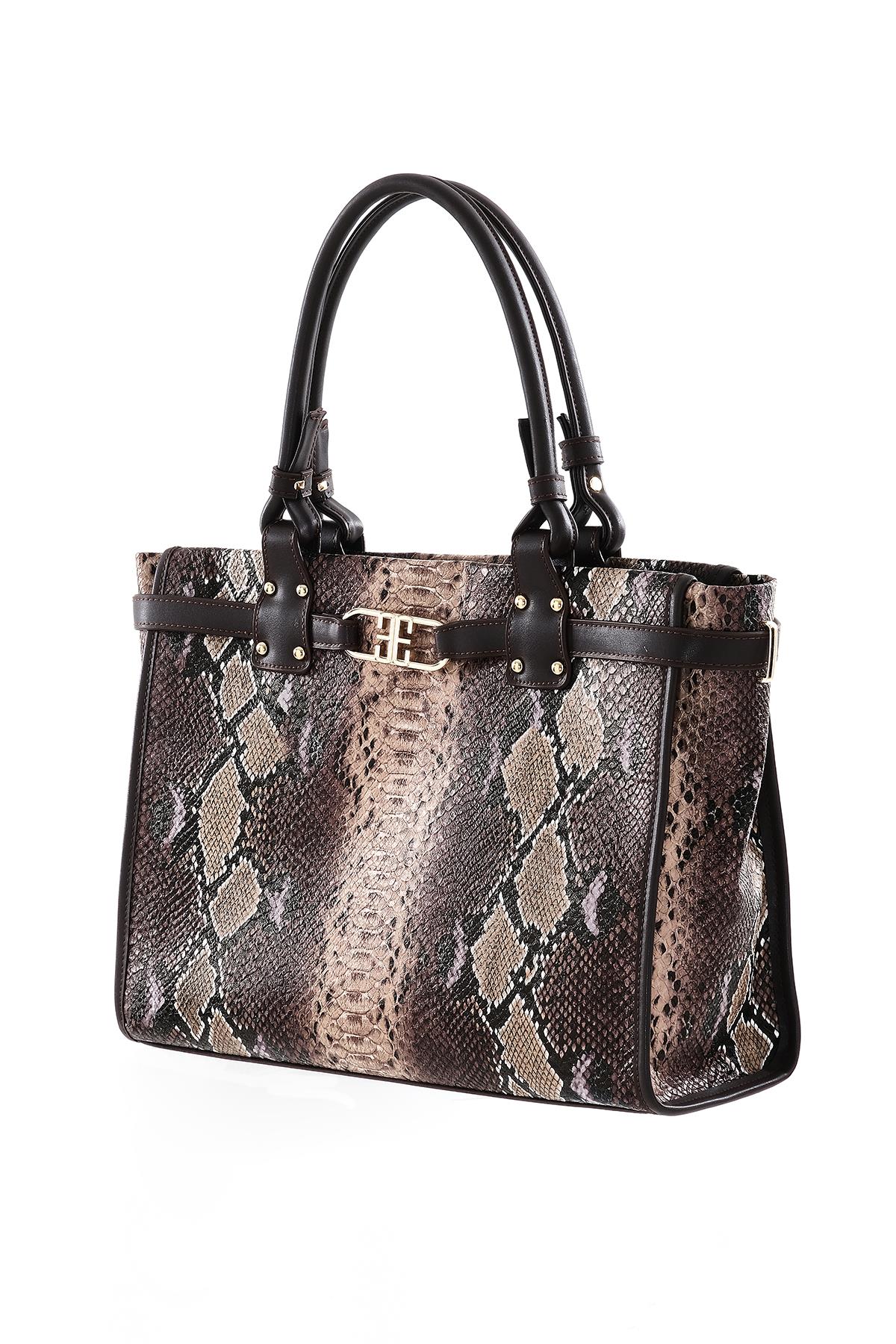 Yılan Desenli Büyük El Omuz Çanta