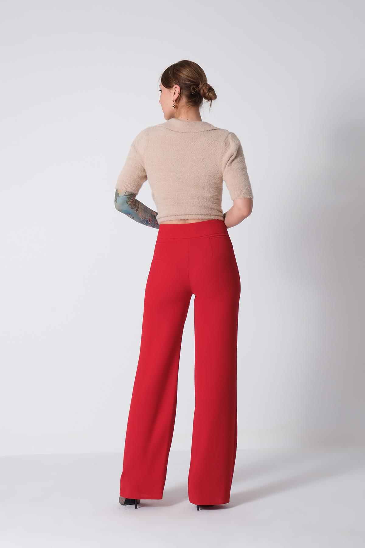 Yüksek Bel Bol Paça Pantolon