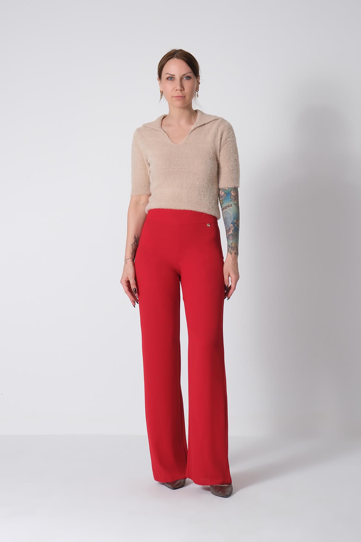 Yüksek Bel Bol Paça Pantolon