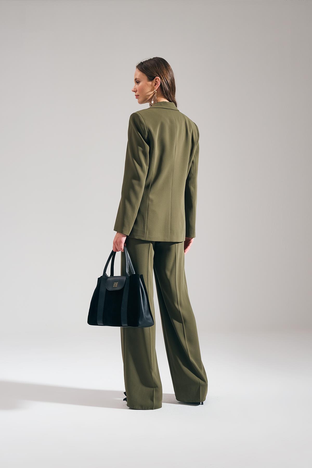 Yüksek Bel Cepli Pantolon