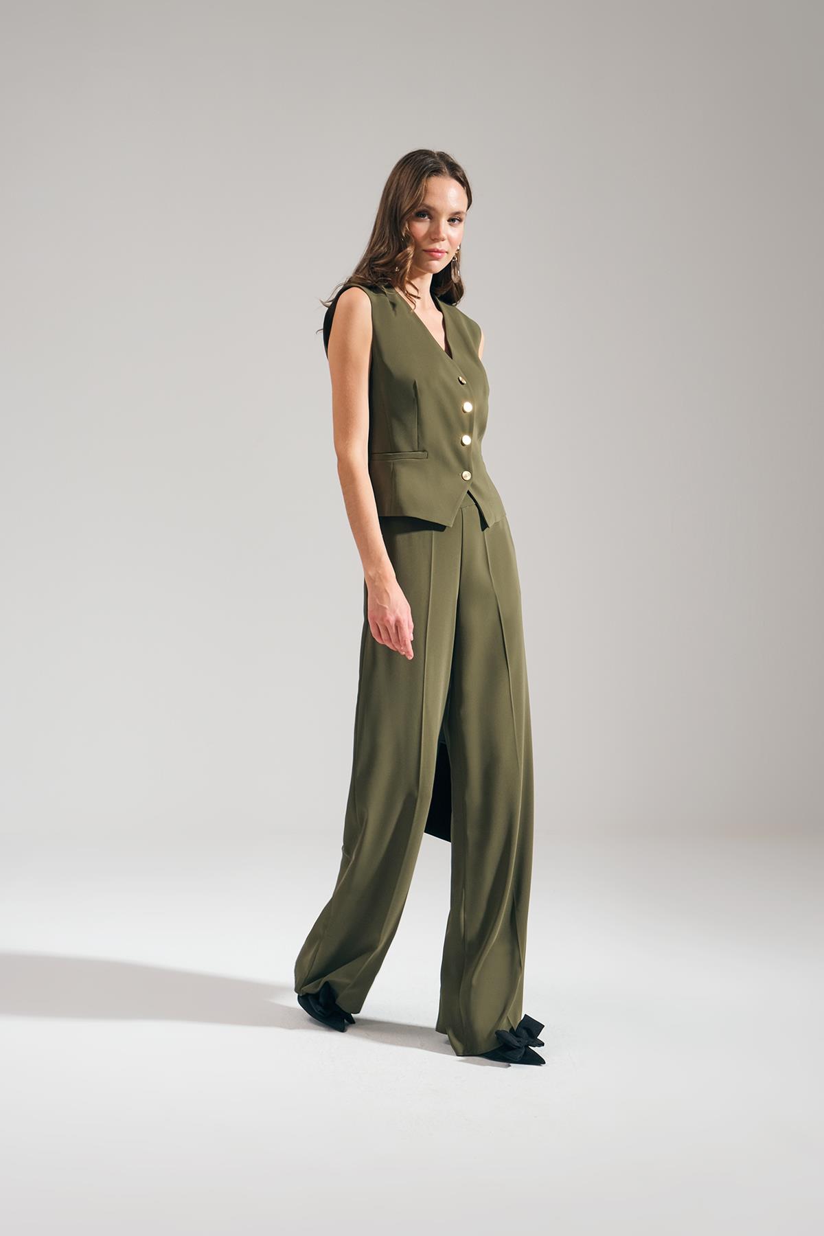 Yüksek Bel Cepli Pantolon