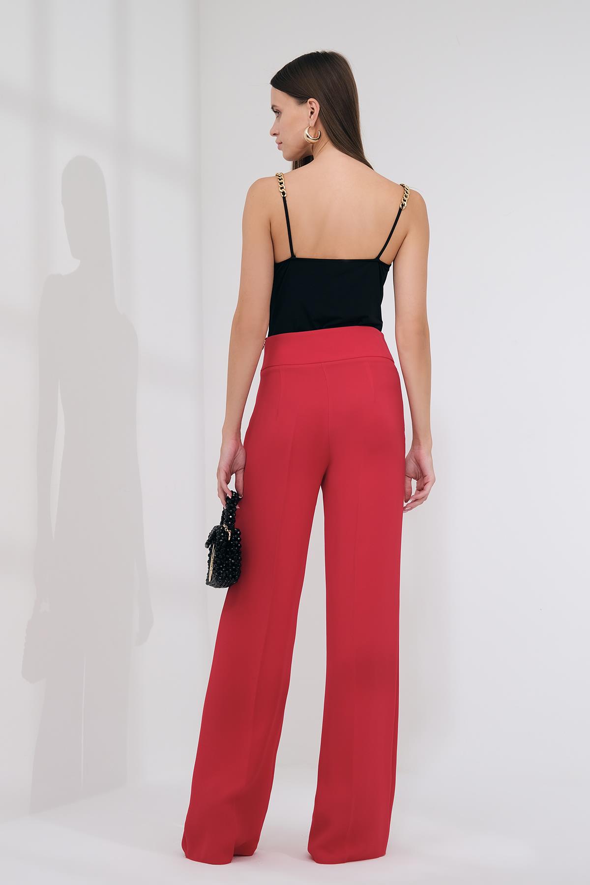 Yüksek Bel Cepli Pantolon