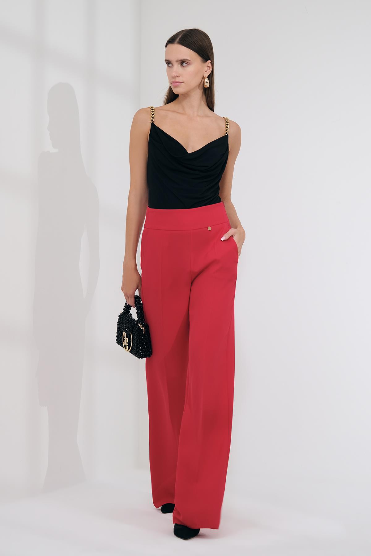 Yüksek Bel Cepli Pantolon