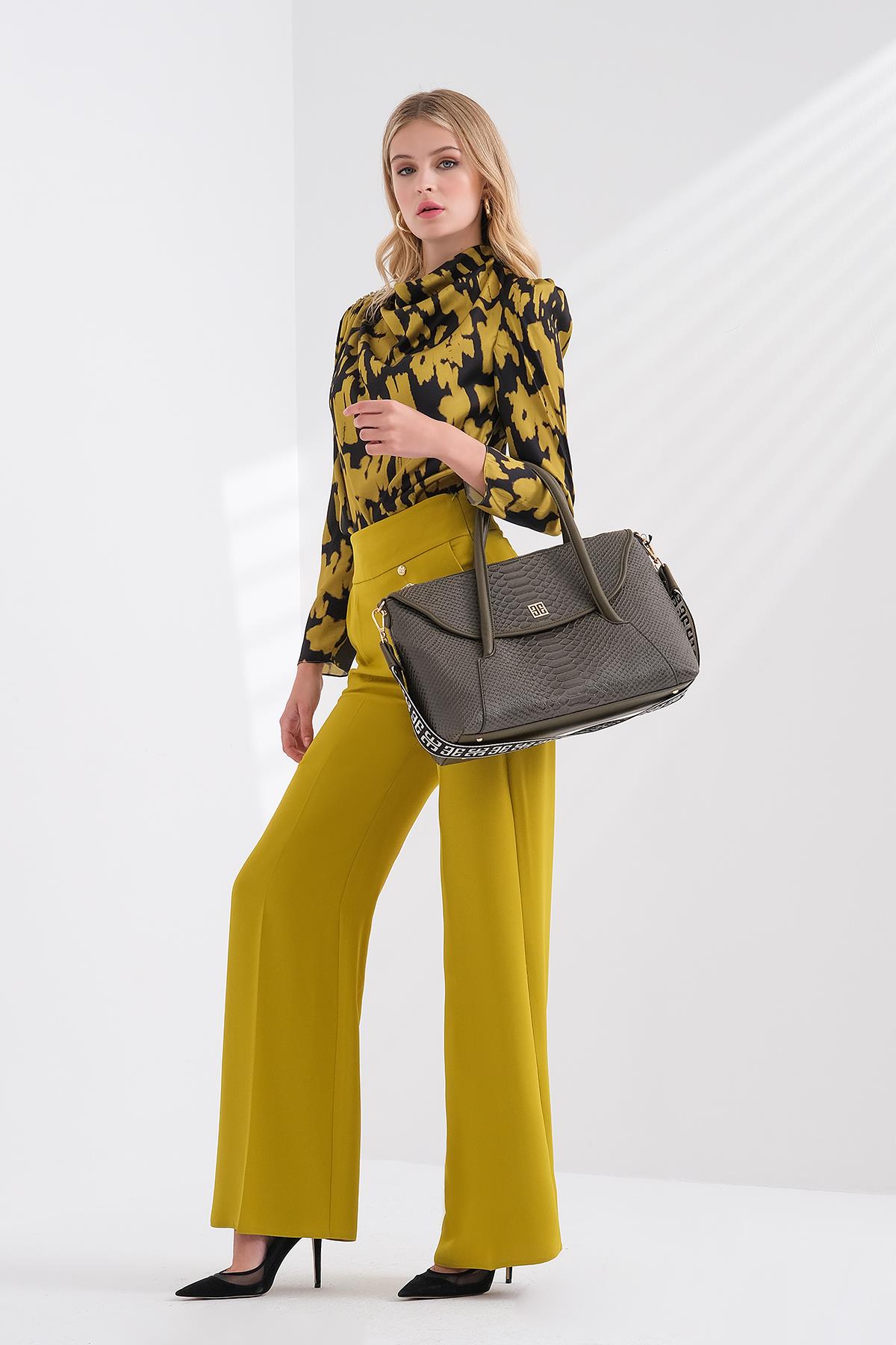 Yüksek Bel Cepli Pantolon