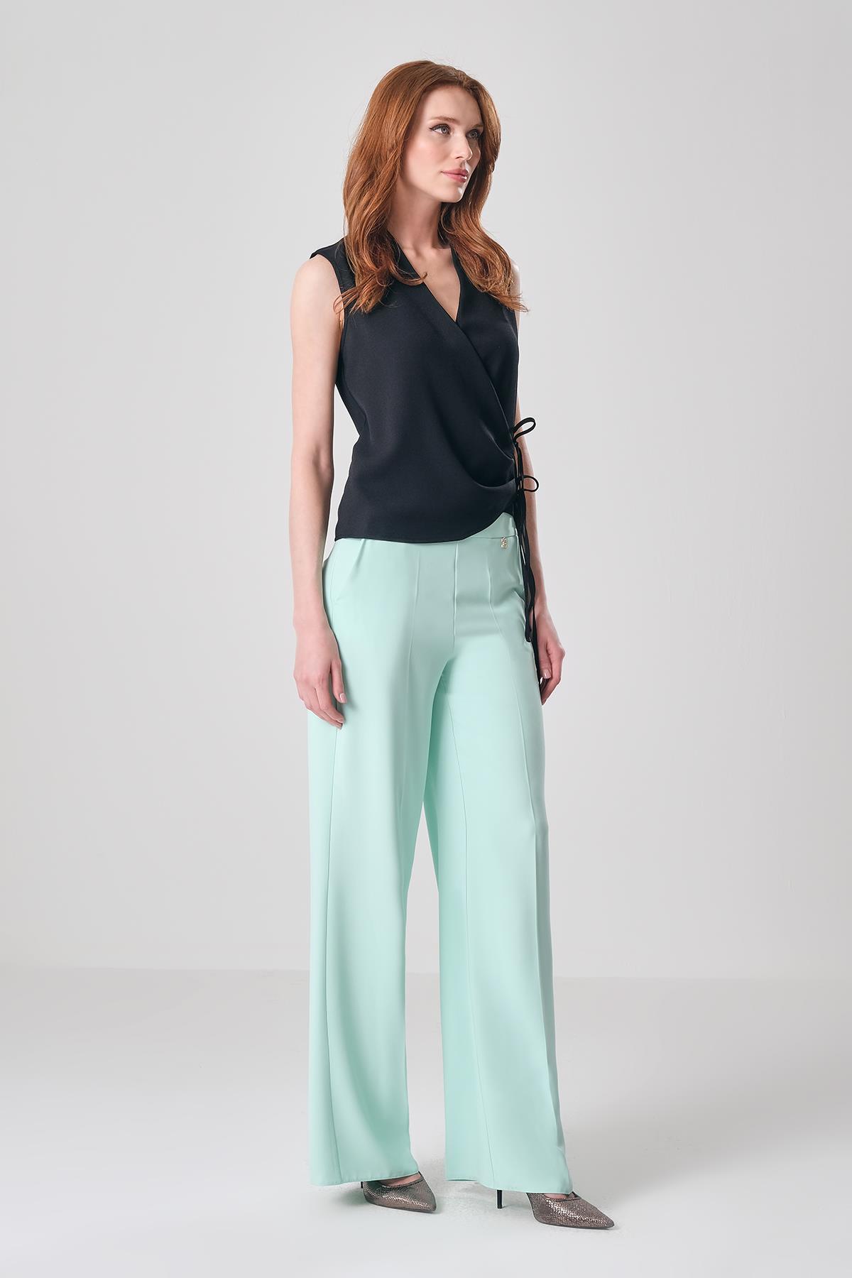 Yüksek Bel Cepli Pantolon