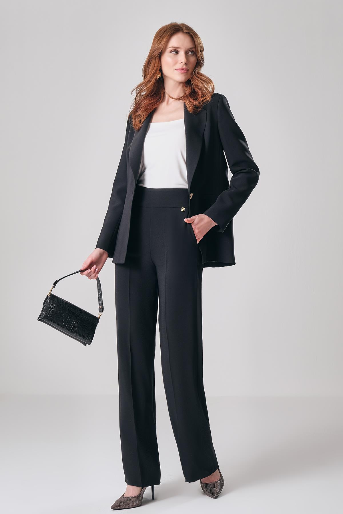 Yüksek Bel Cepli Pantolon