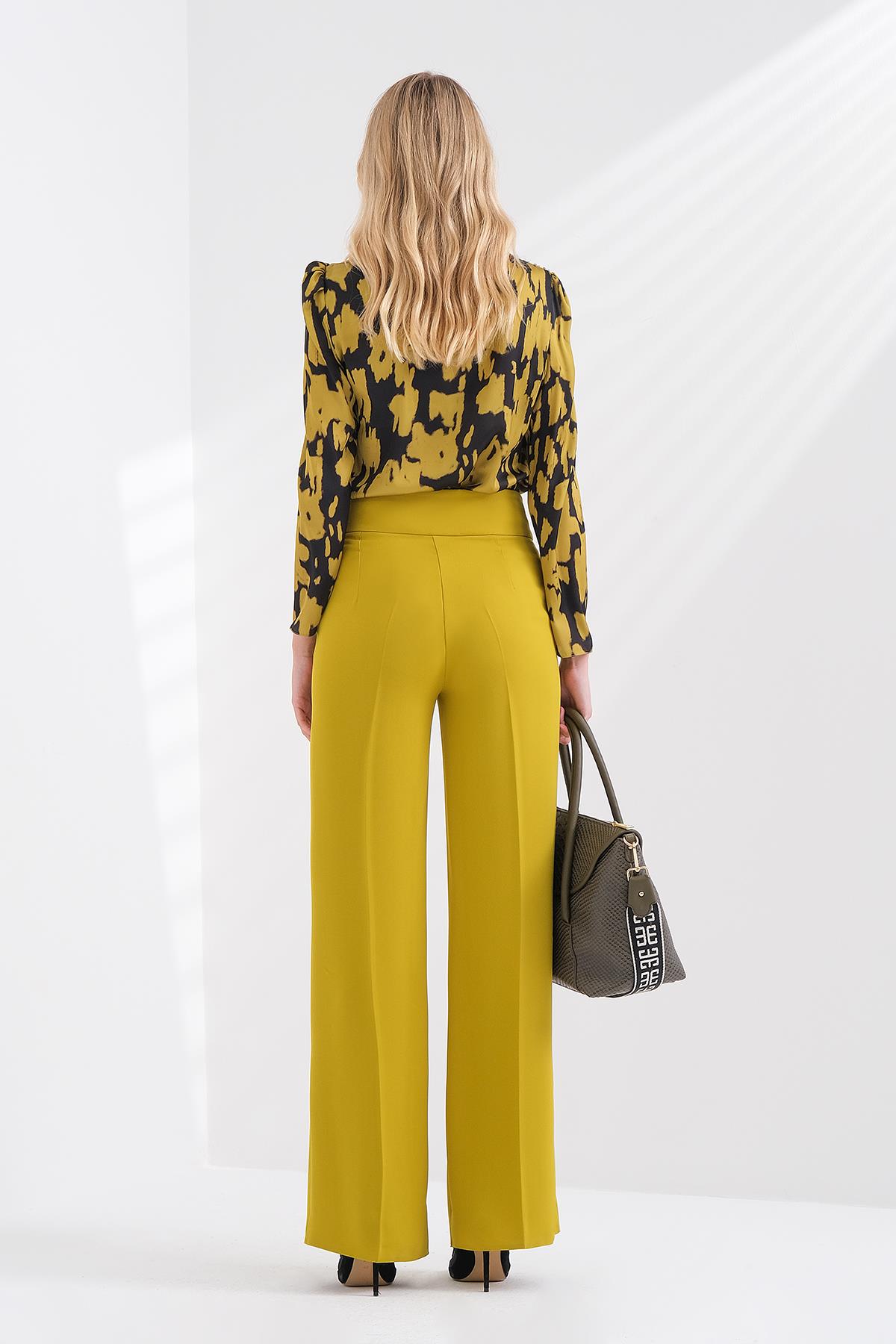 Yüksek Bel Cepli Pantolon