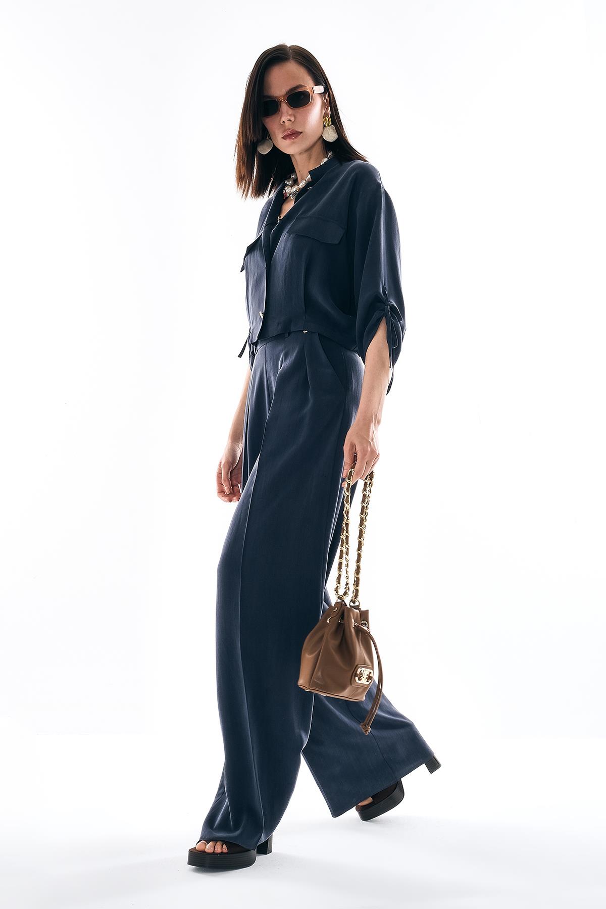 Yüksek Bel Geniş Paça Pantolon