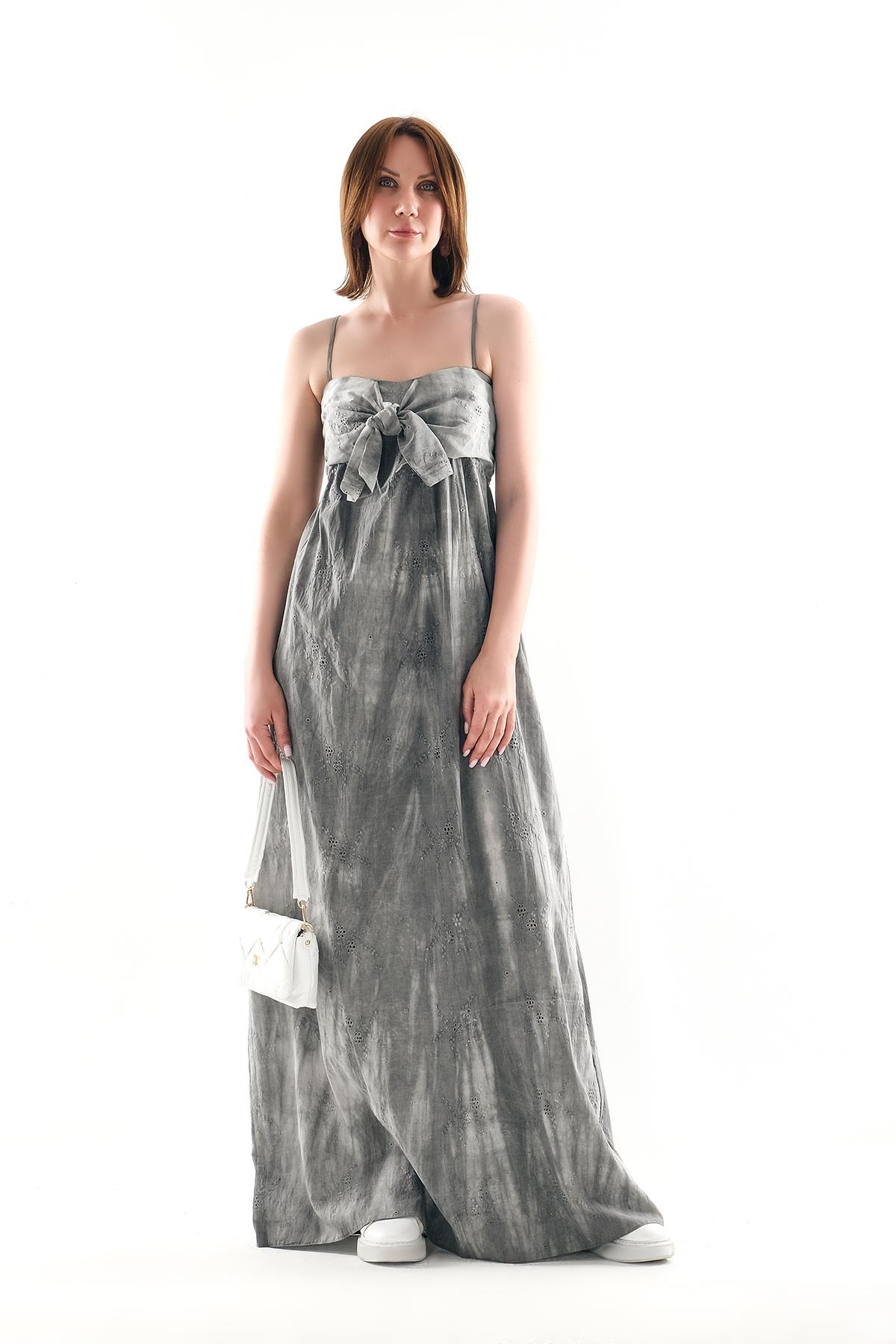 Zarif Fiyonk Detaylı, Şık Ve Rahat  Maxi Elbise.