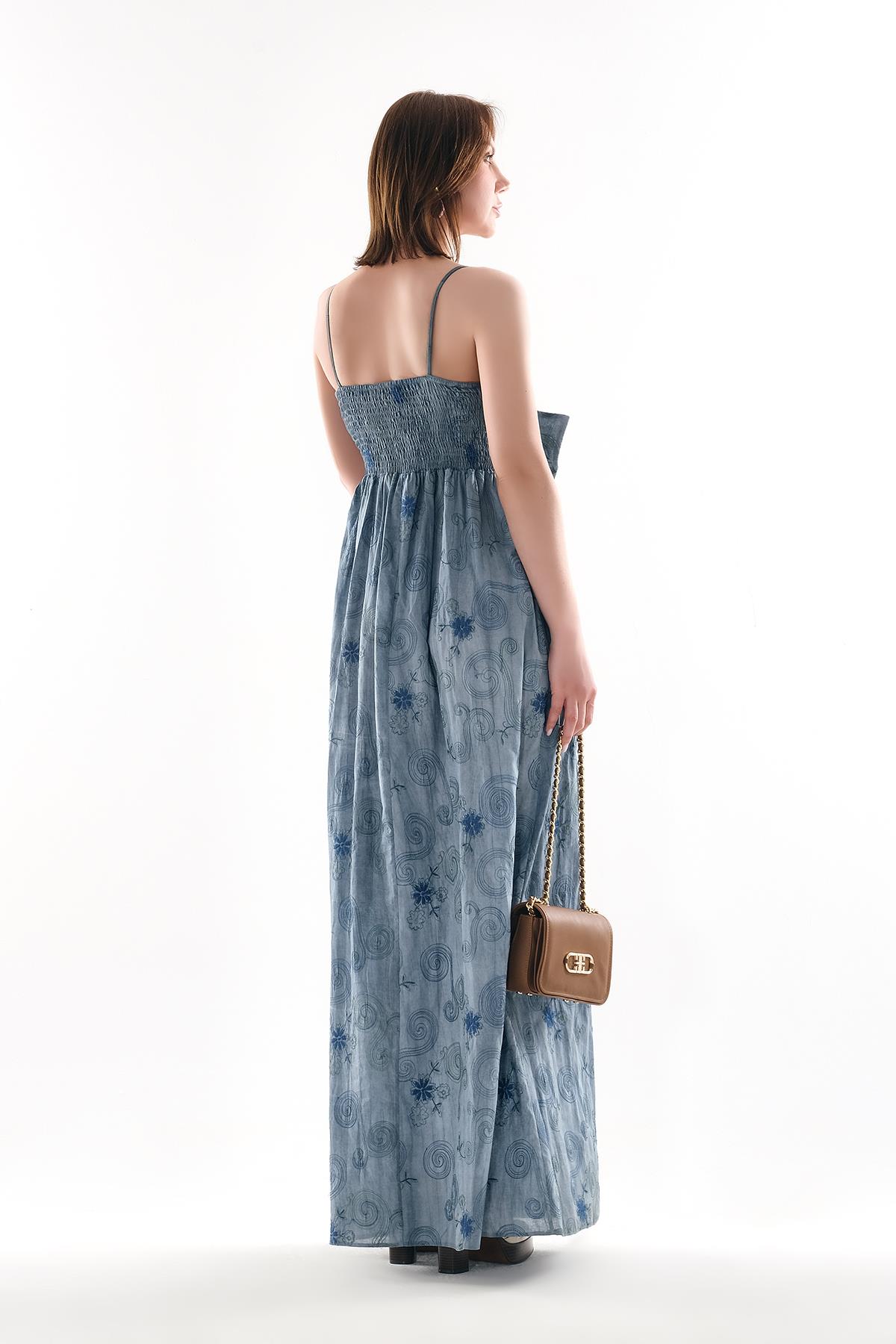 Zarif Fiyonk Detaylı, Şık Ve Rahat  Maxi Elbise.