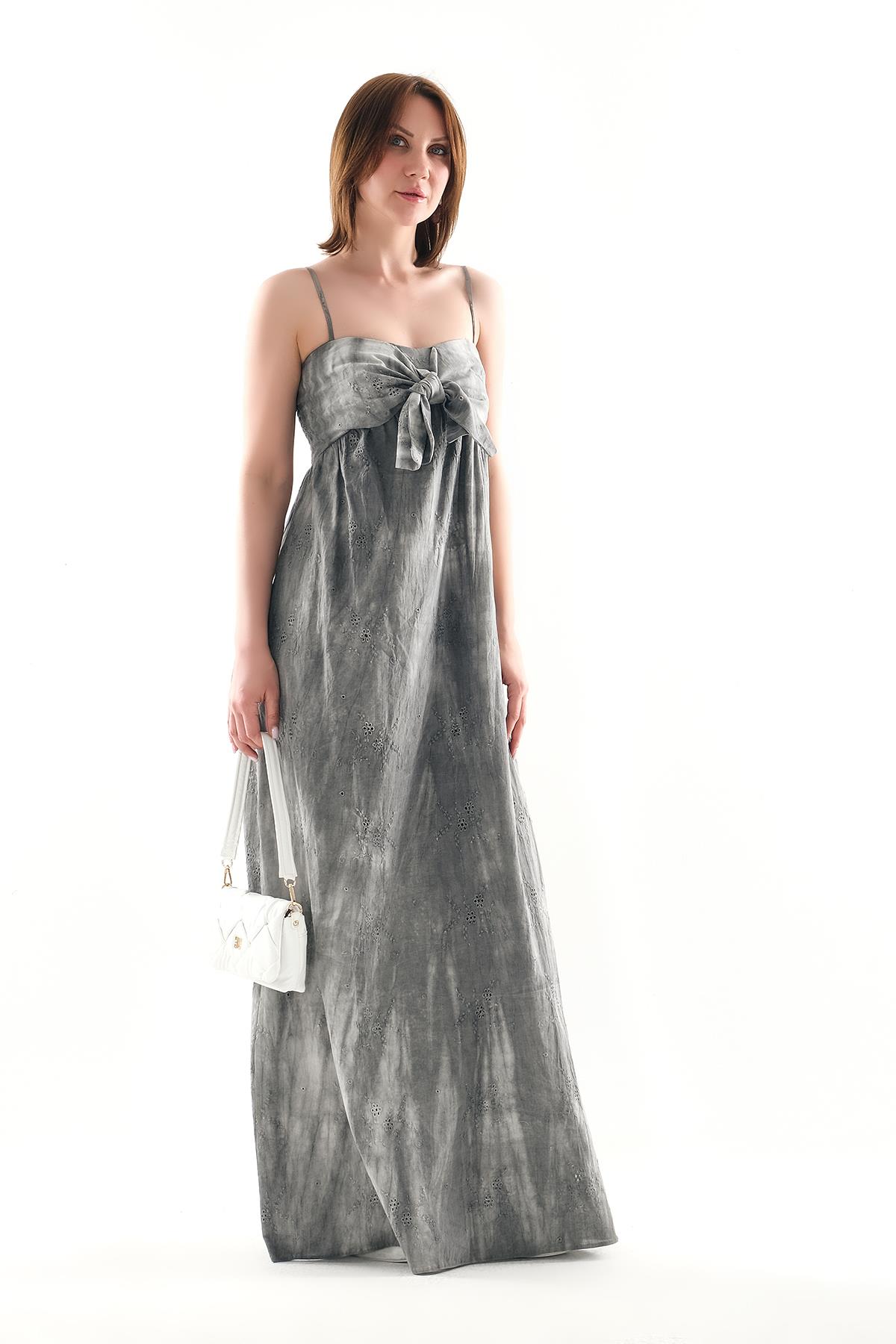 Zarif Fiyonk Detaylı, Şık Ve Rahat  Maxi Elbise.