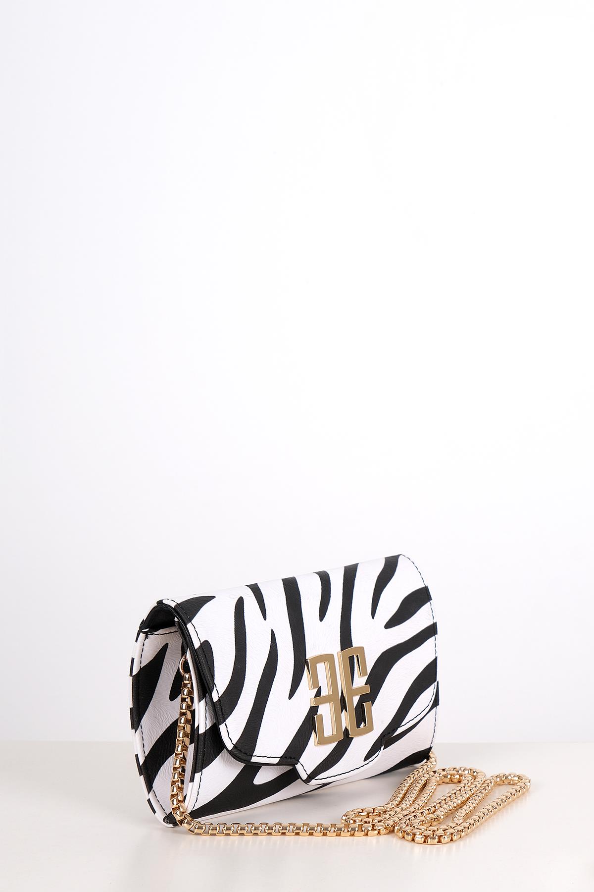 Zebra Desenli Metal Logolu Clutch Çanta(Kampanyalı Ürün)