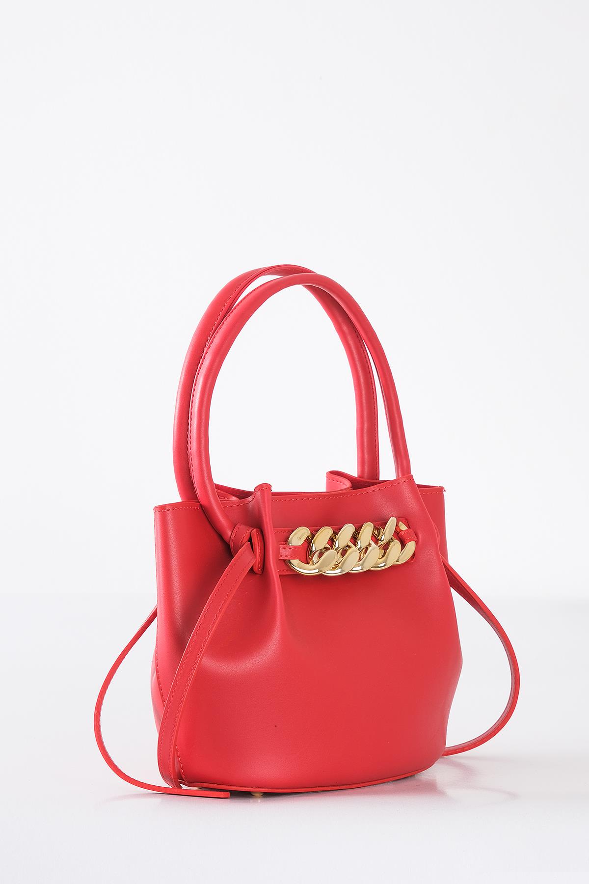 Zincir Aksesuarlı Büzgülü Bucket Çanta