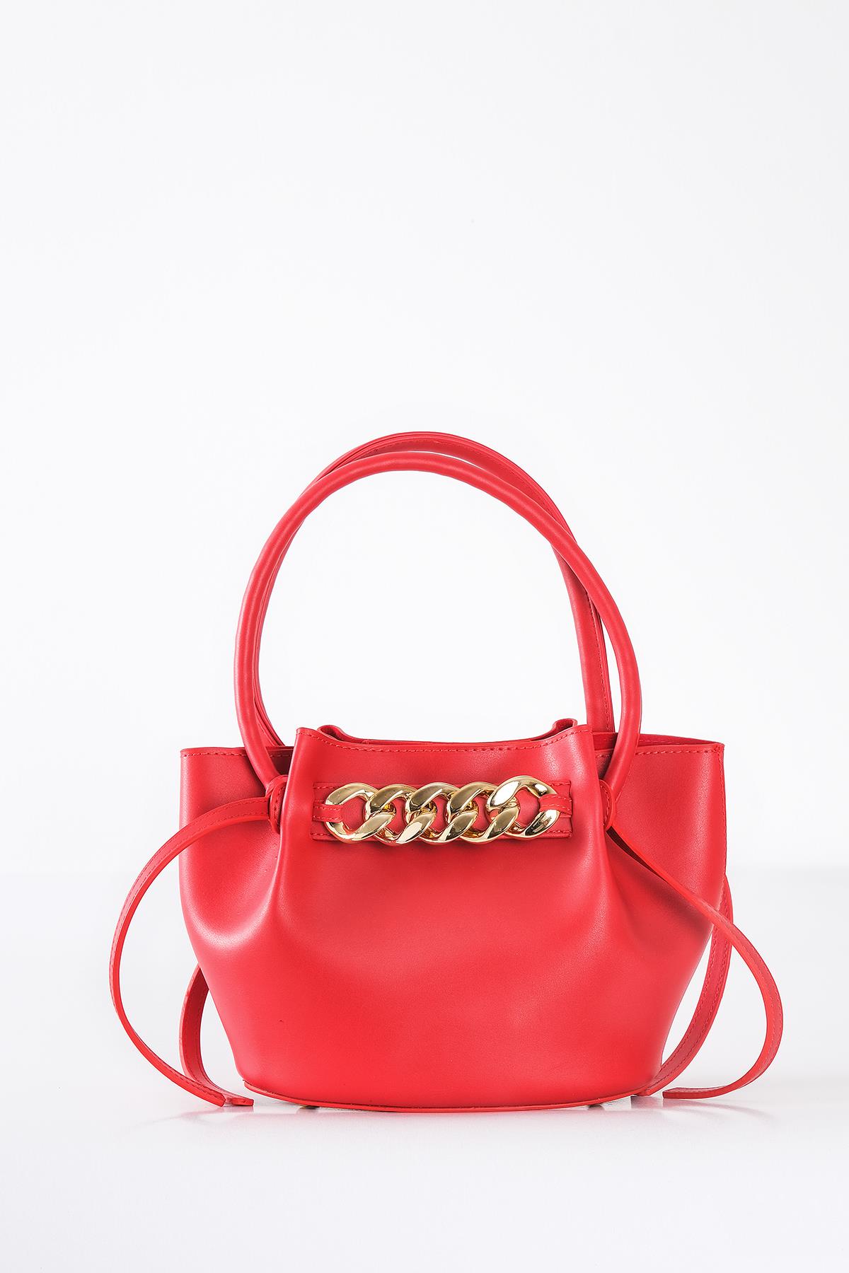 Zincir Aksesuarlı Büzgülü Bucket Çanta