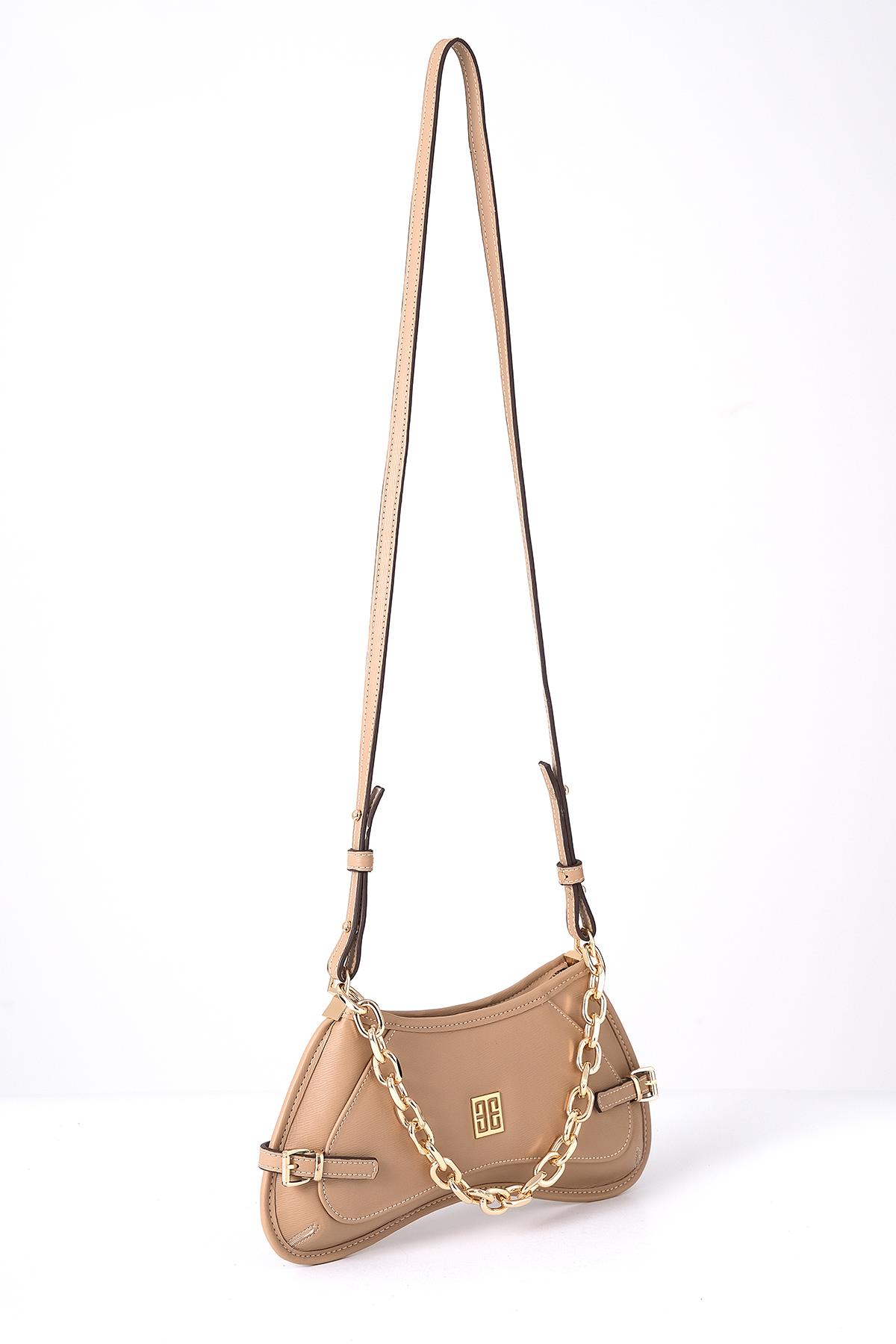 Zincir Aksesuarlı Uzun Deri Askılı El Omuz Çanta