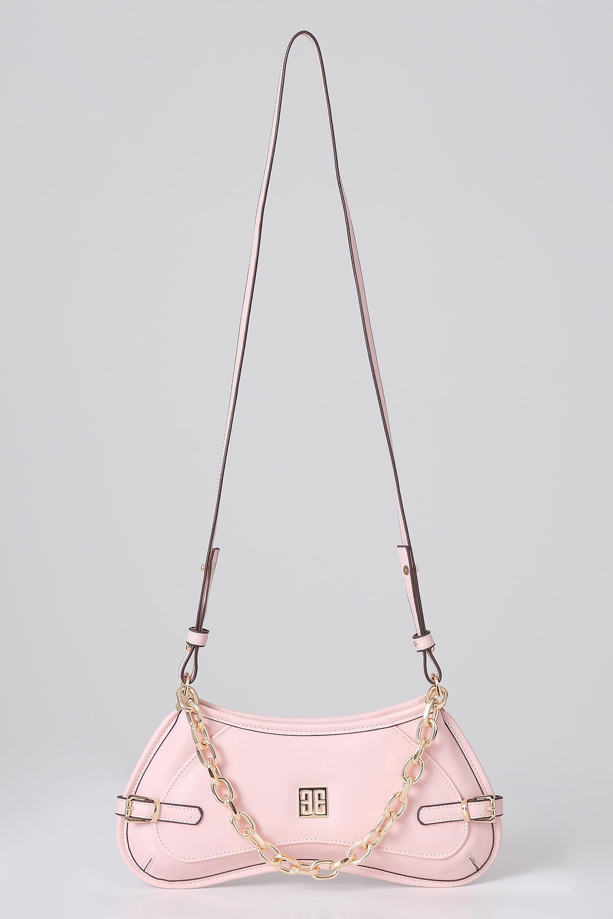 Zincir Aksesuarlı Uzun Deri Askılı El Omuz Çanta