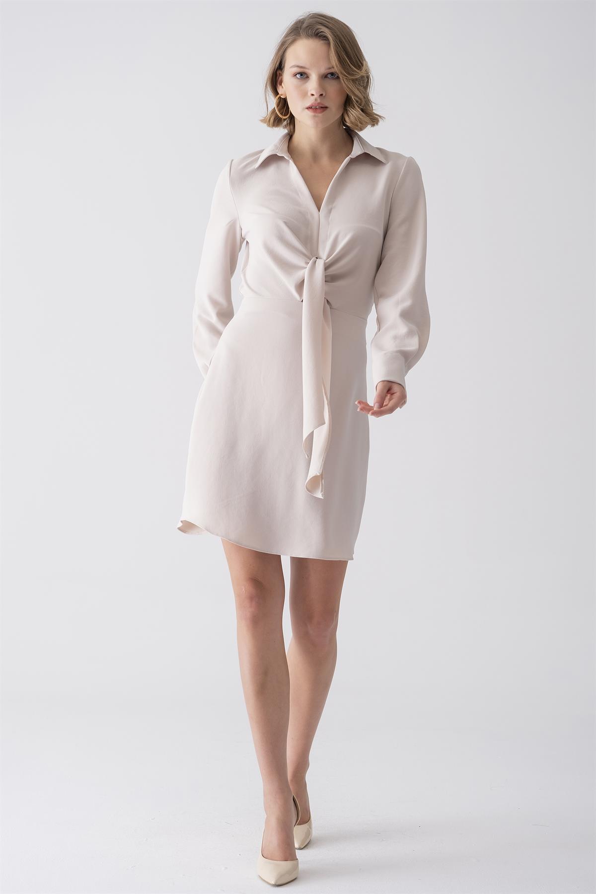 Bağlama Detaylı Mini Elbise