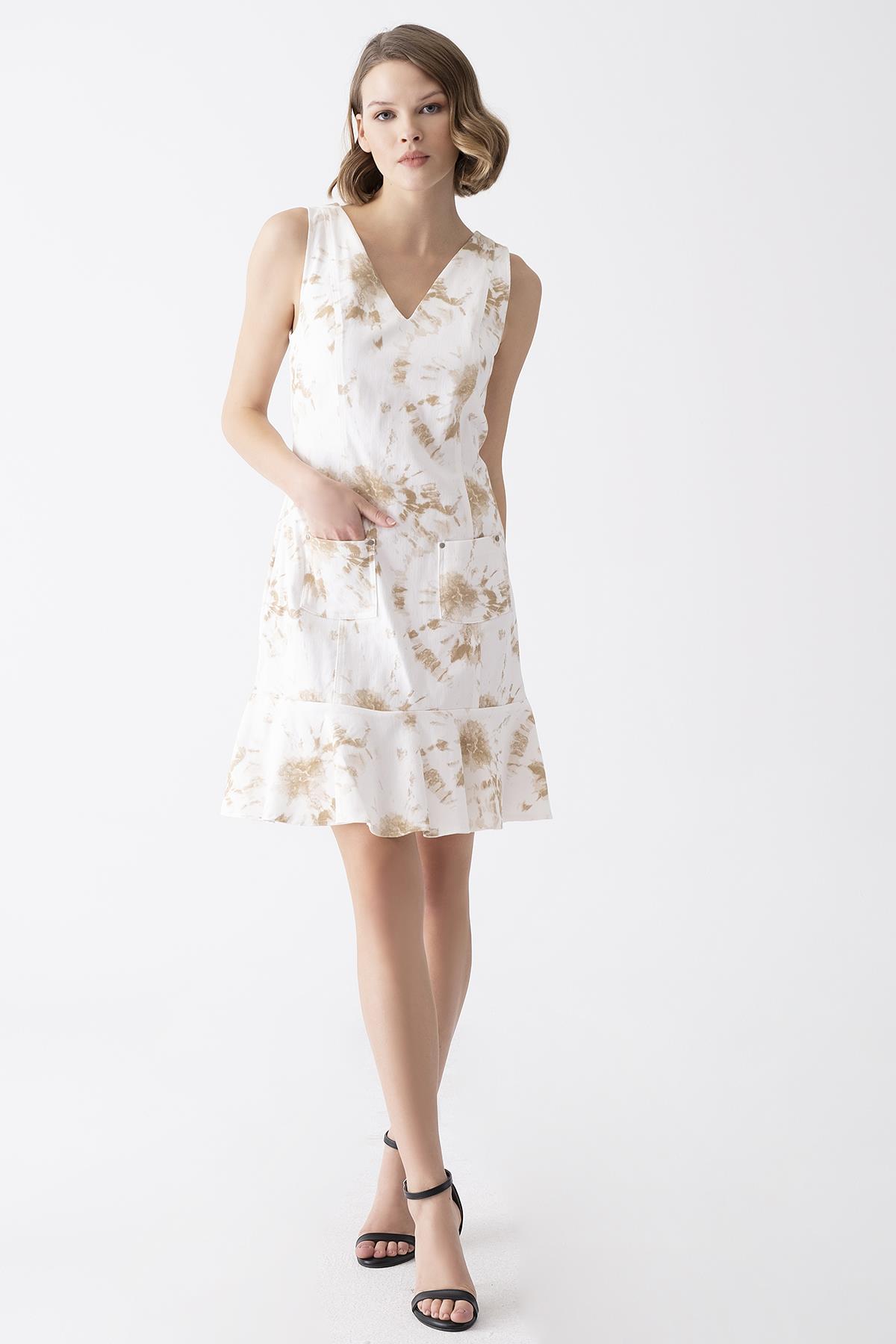 Batik Desenli Mini Elbise