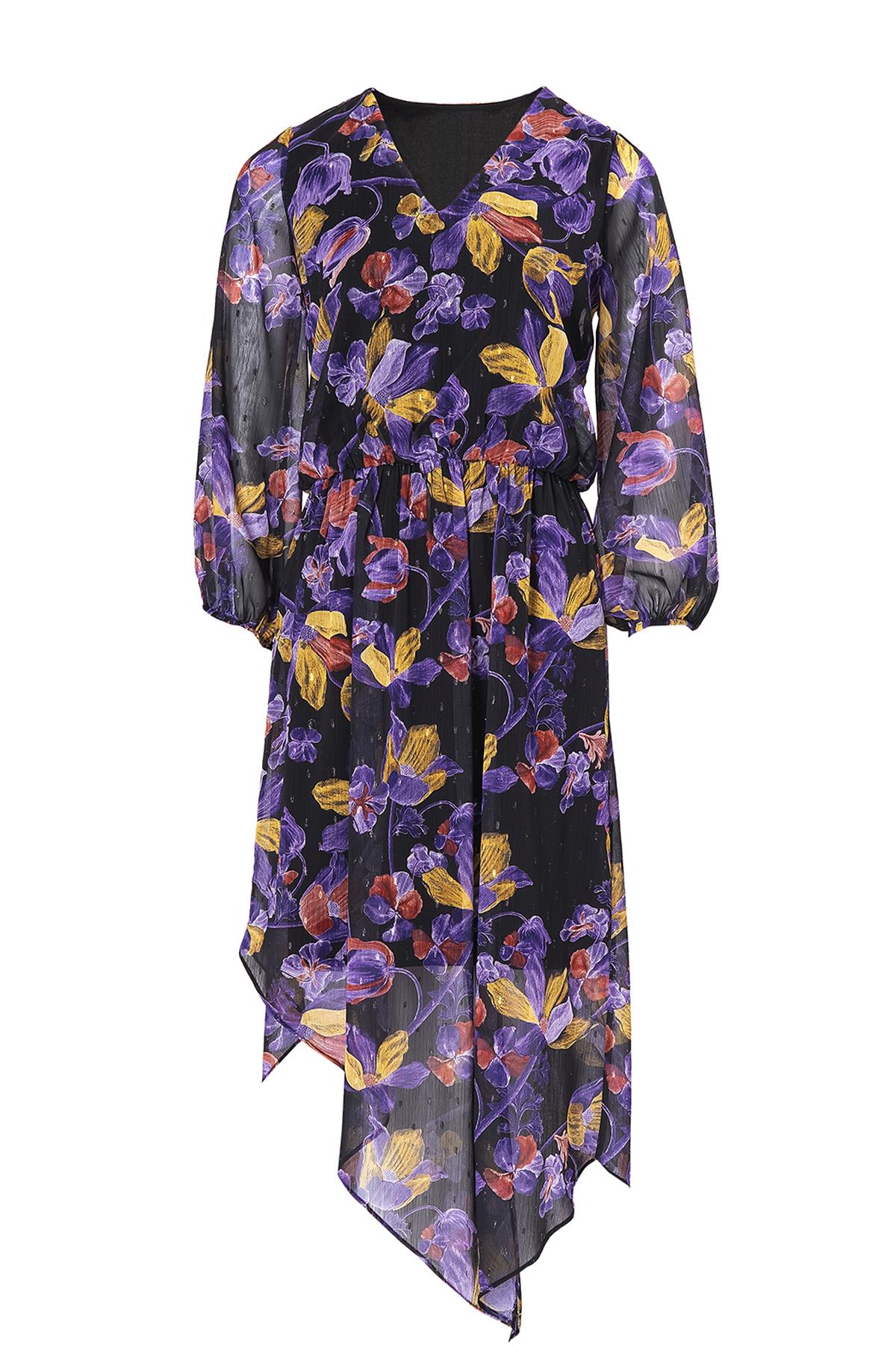 Çiçek Desenli Şifon Elbise