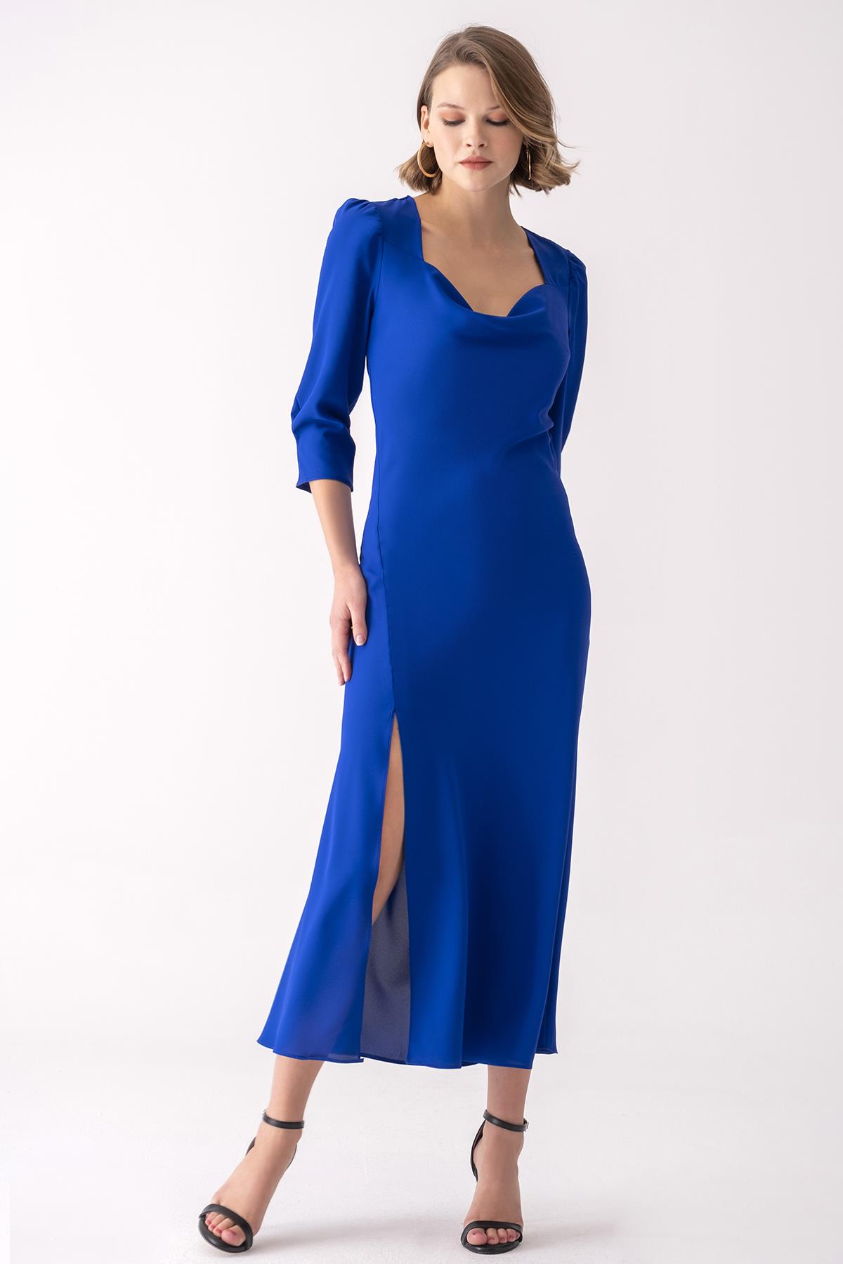 Degaje Yaka Midi Boy Elbise