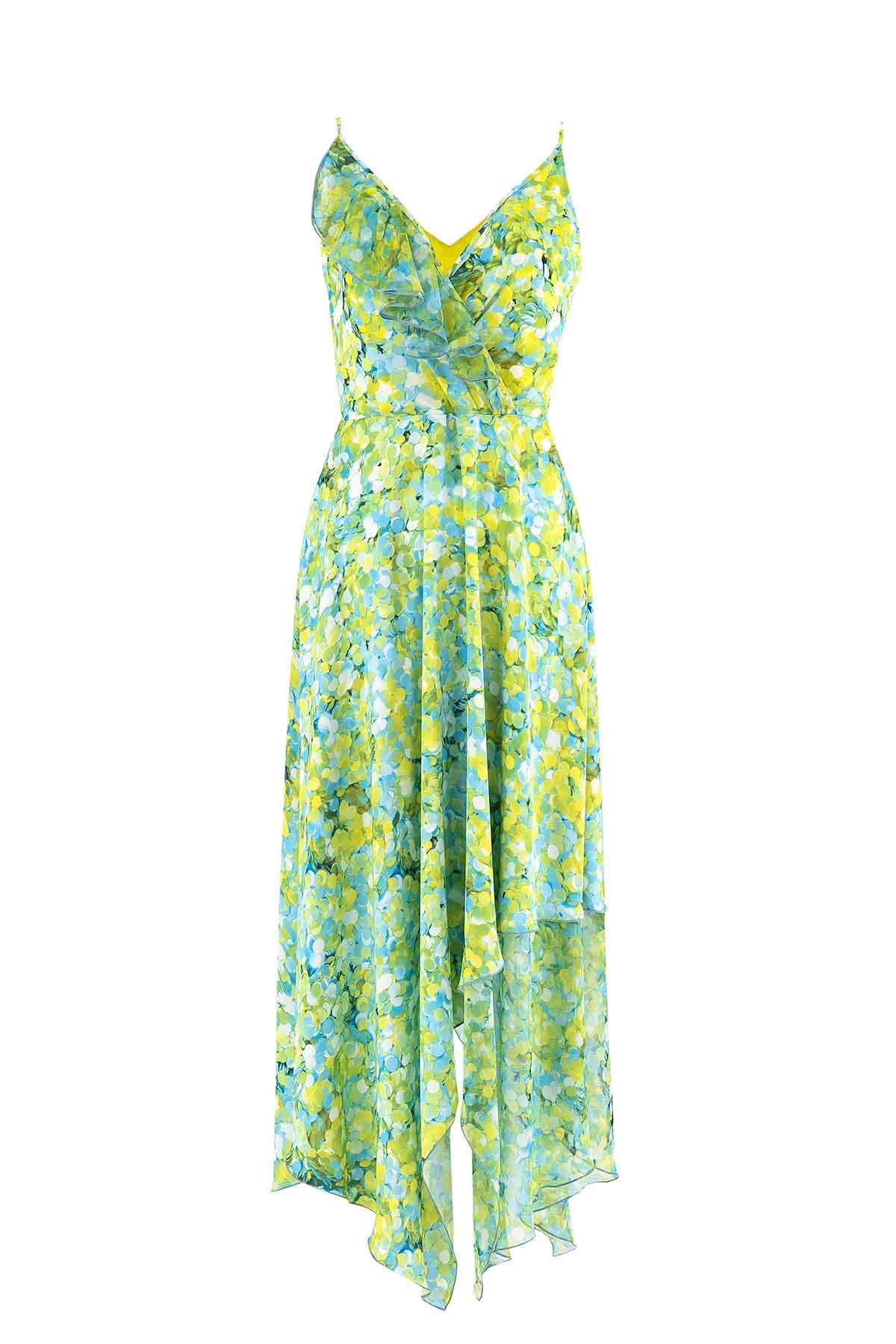 Desenli Kruvaze Elbise