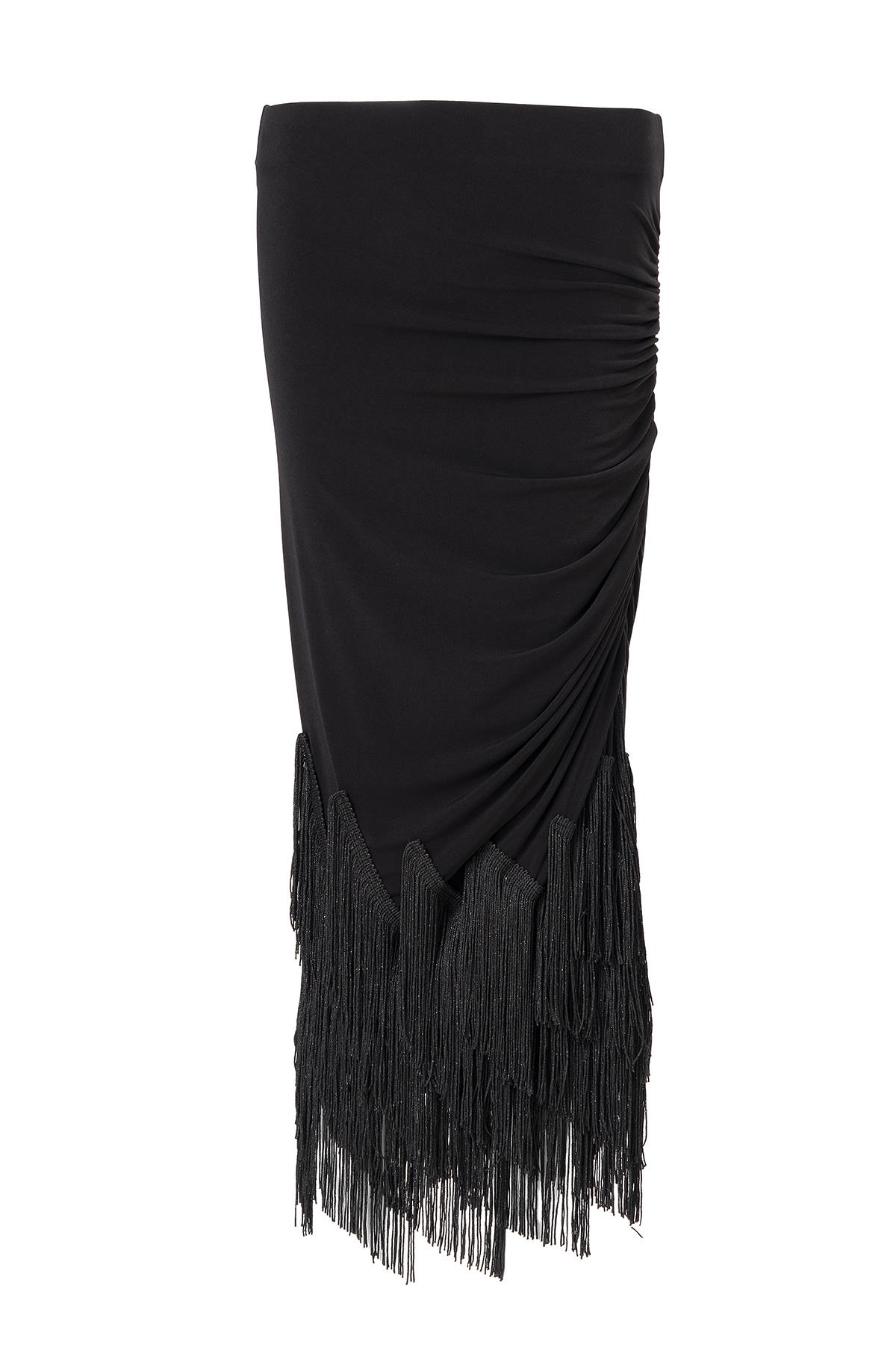 Etek Ucu Püsküllü Midi Etek