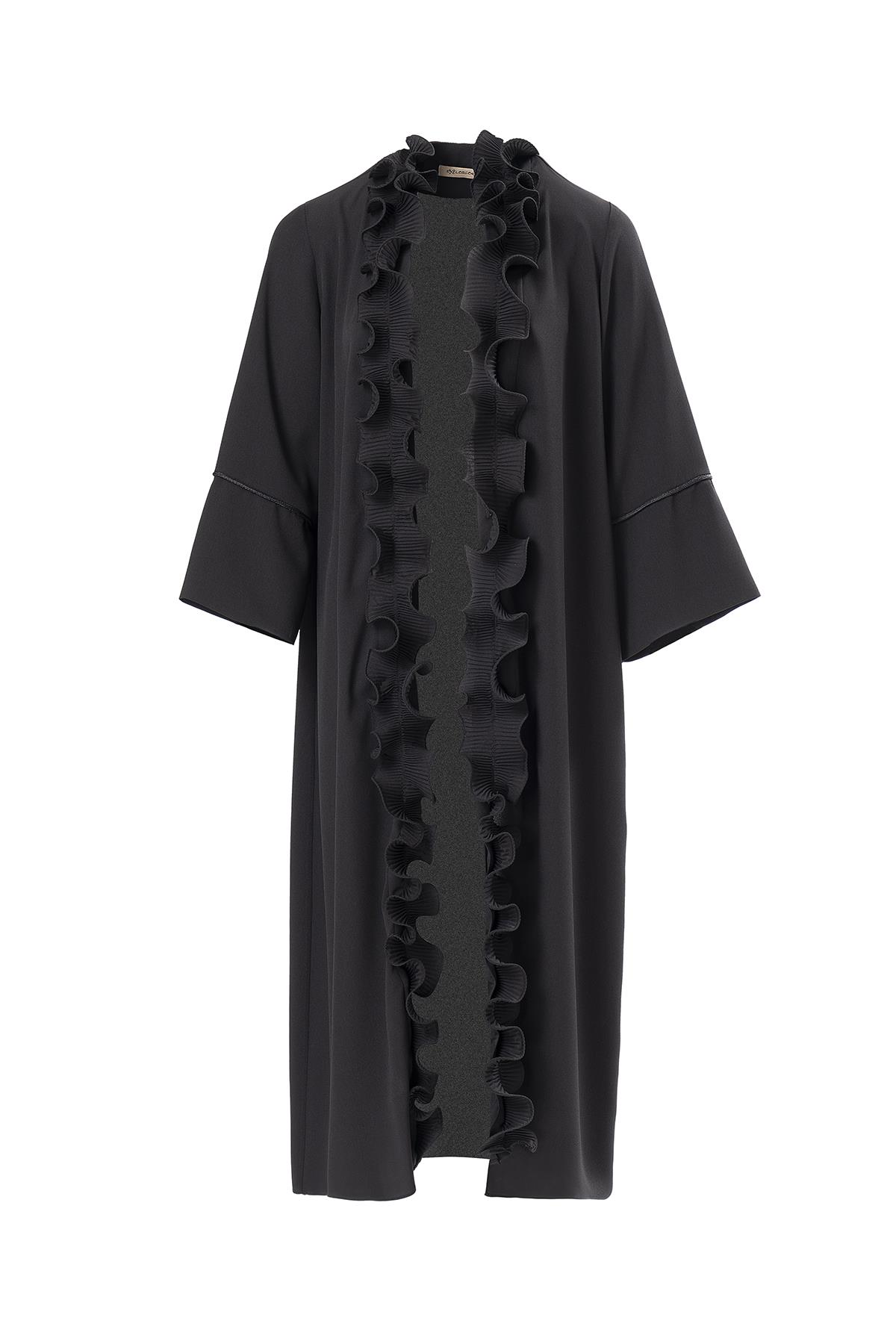 Fırfır Detaylı Şifon Kaftan