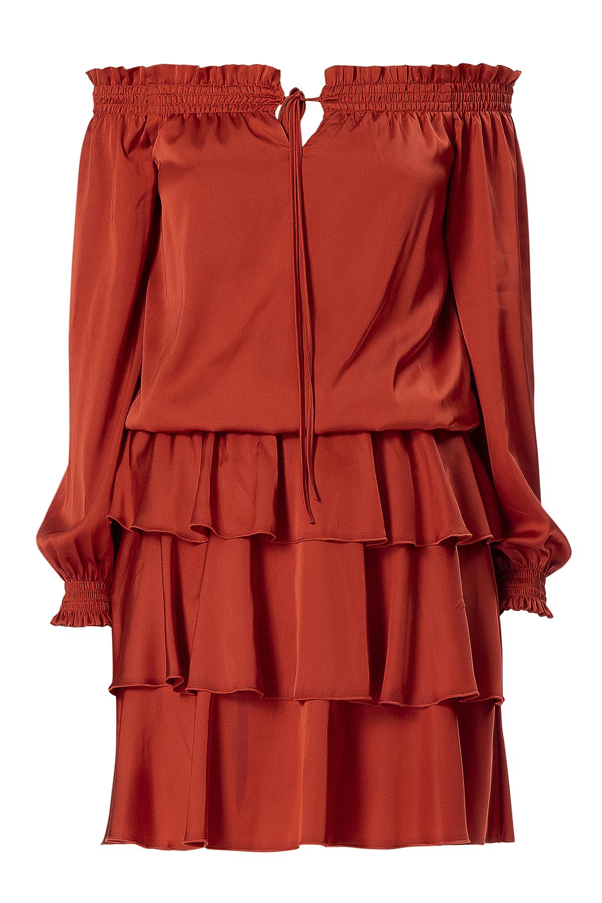 Fırfırlı Saten Elbise