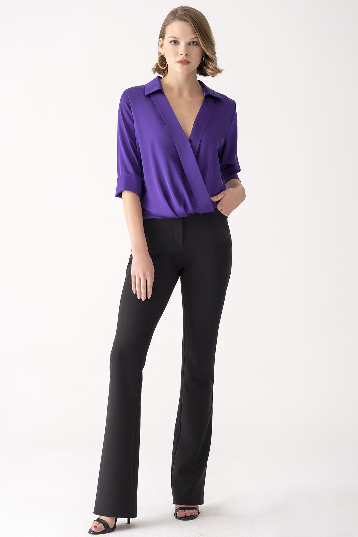 Gömlek Yaka Kruvaze Bluz