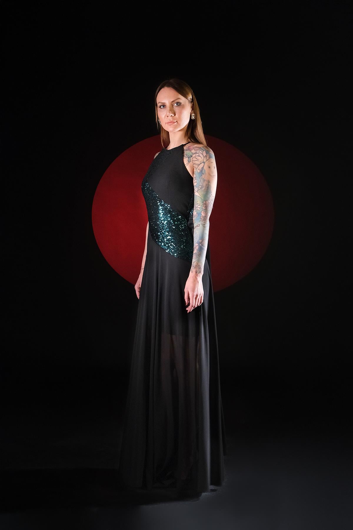 Halter Yaka Maksi Boy Elbise