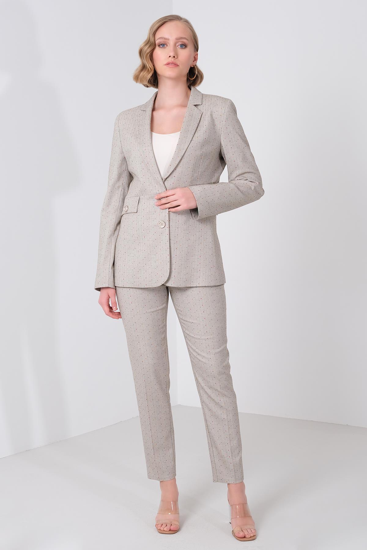 İki Düğmeli Dokulu Blazer Ceket