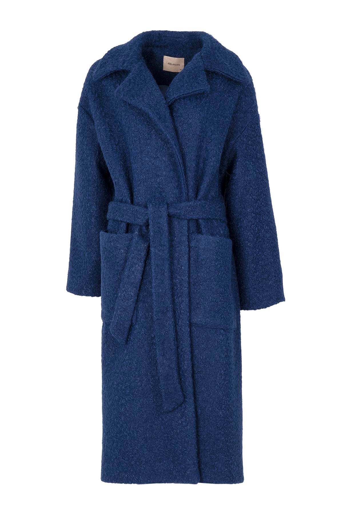 Kemerli Oversize Buklet Kaban