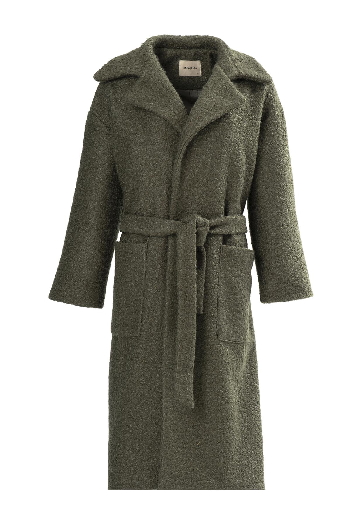 Kemerli Oversize Buklet Kaban