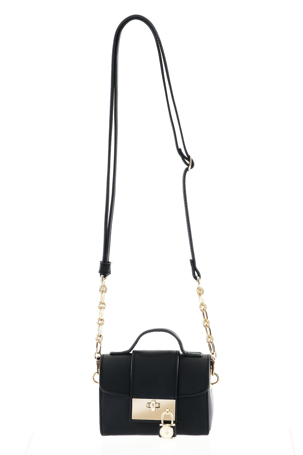 Kilit Aksesuarlı El Omuz Çapraz Kullanımlı Mini Çanta