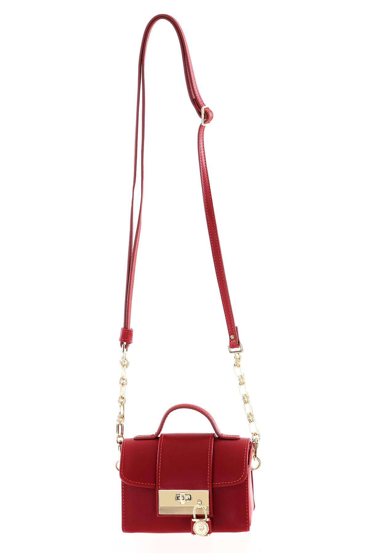 Kilit Aksesuarlı El Omuz Çapraz Kullanımlı Mini Çanta