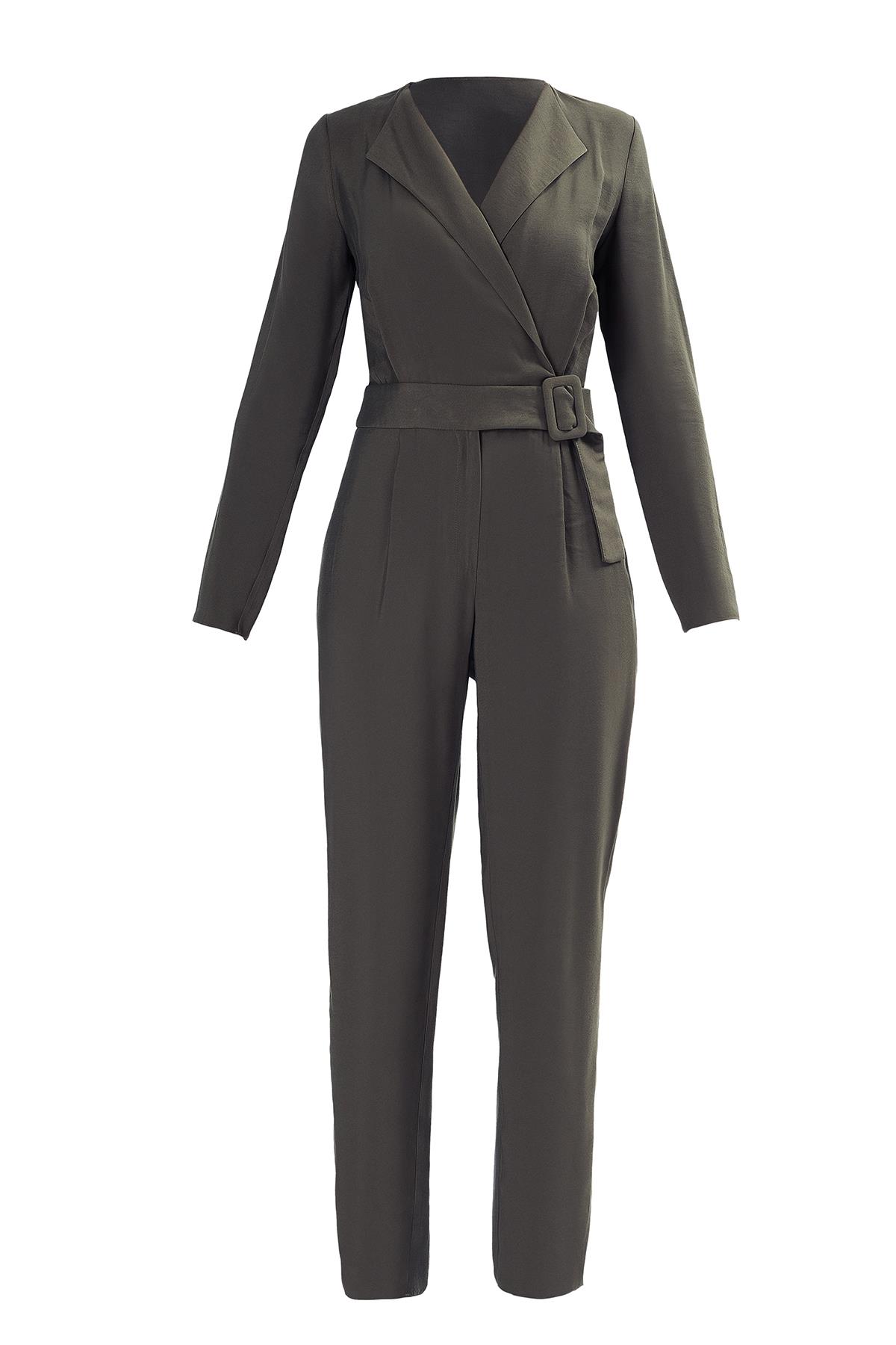 Kruvaze Yaka Kemerli Tulum