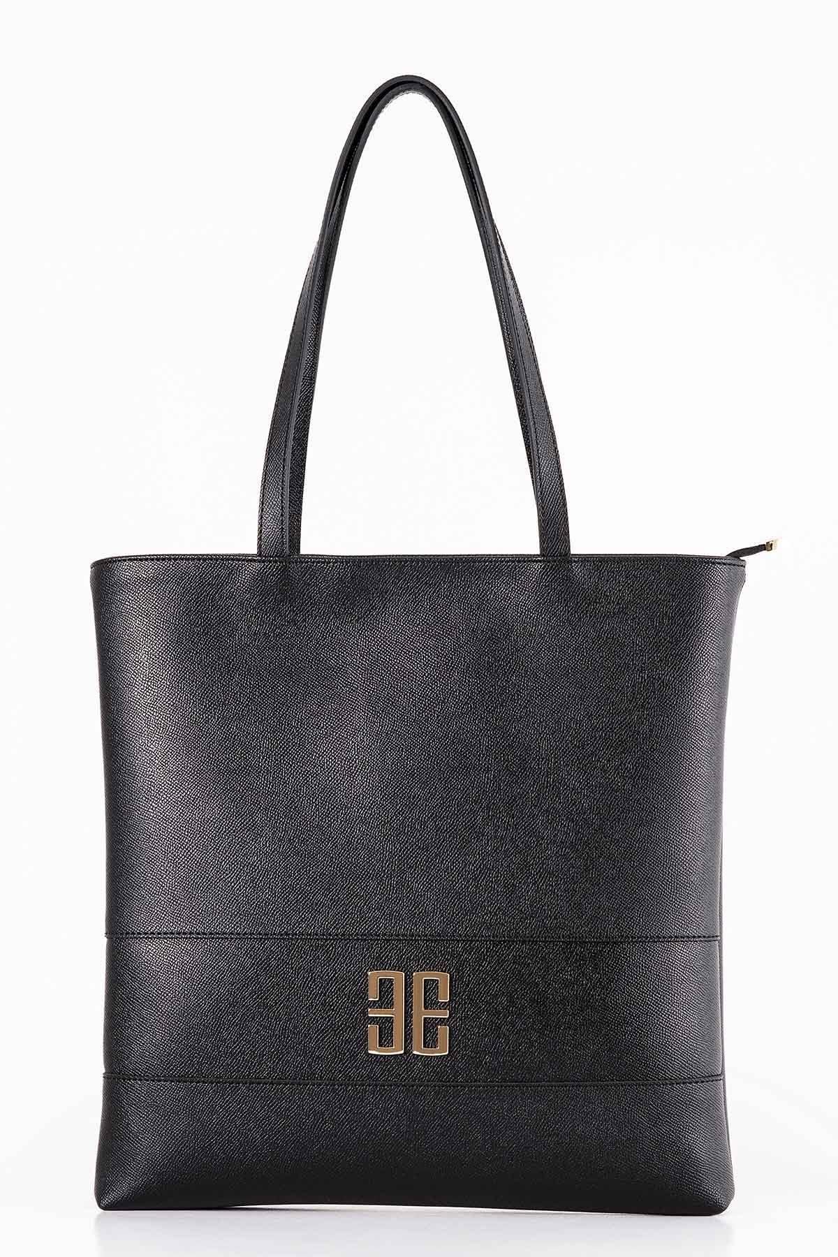 Metal Logo Detaylı Tote Çanta