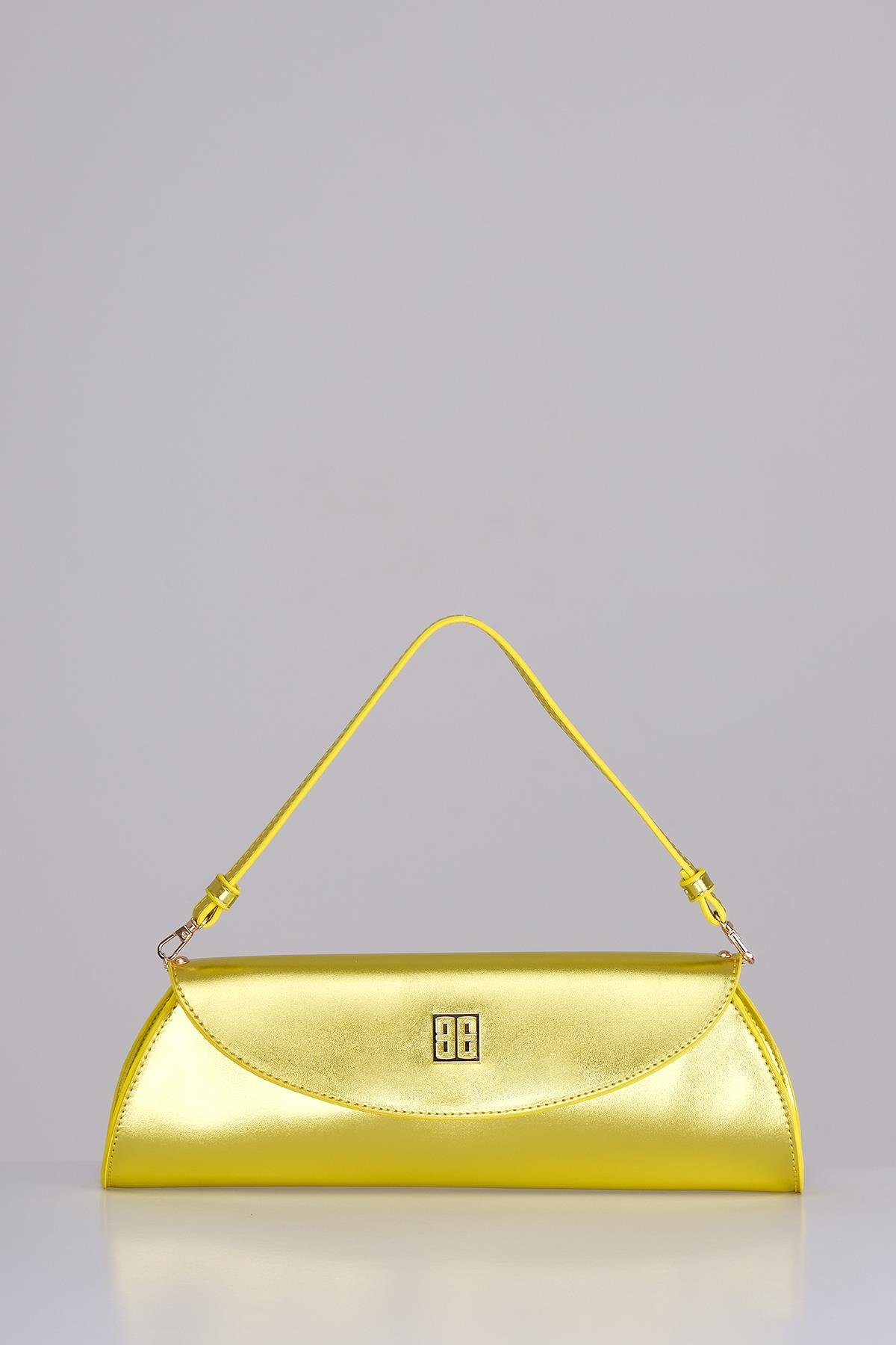 Metalik Parlak Deri Tasarım Abiye Çanta