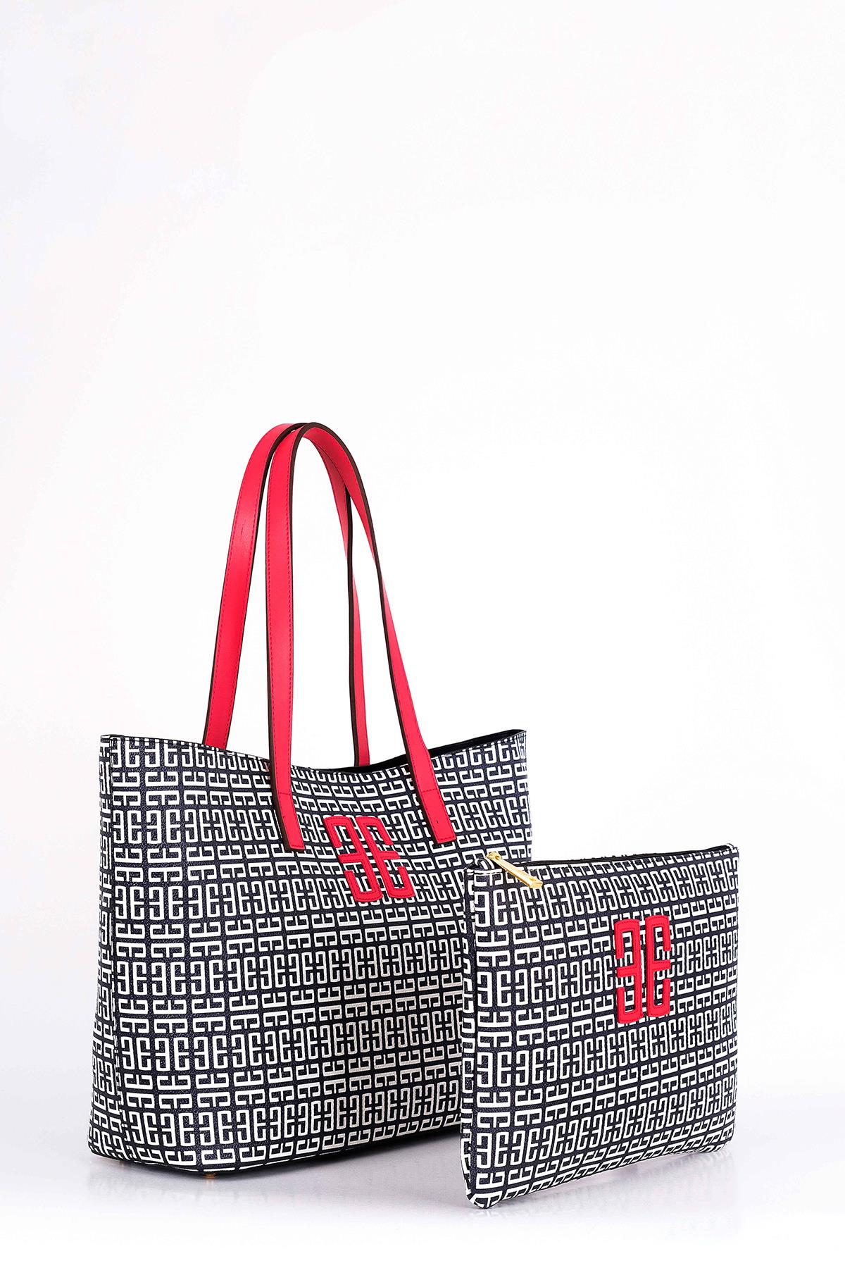 Monogram Desenli Yavrulu Tote Çanta