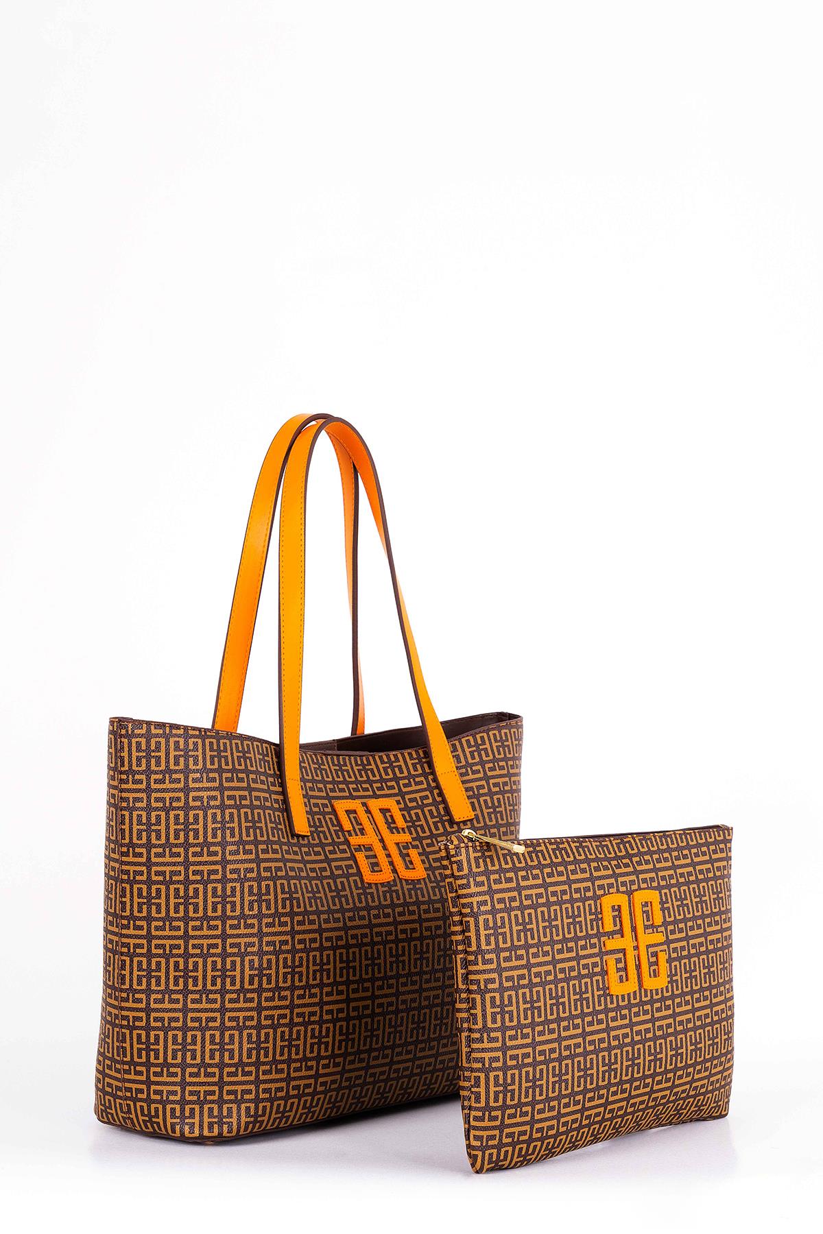 Monogram Desenli Yavrulu Tote Çanta