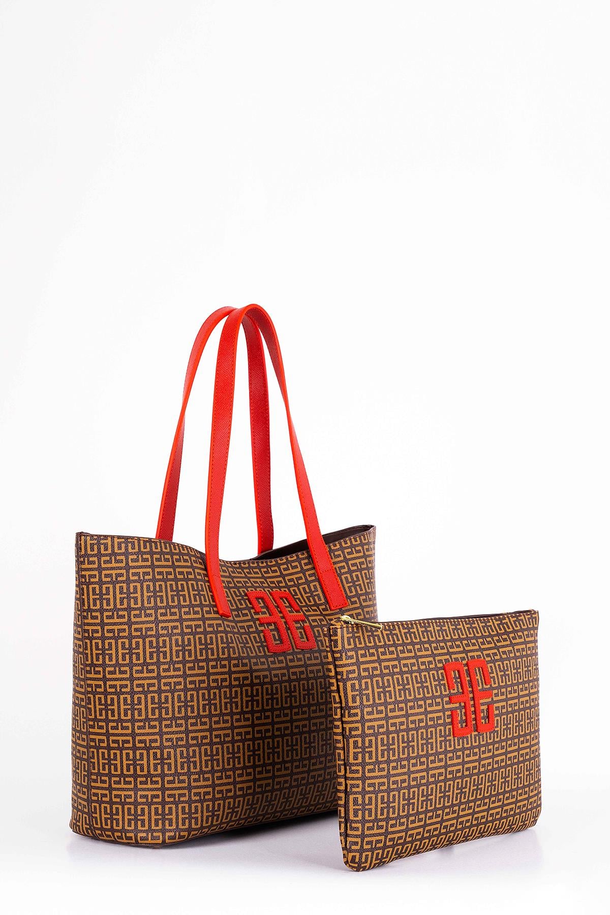 Monogram Desenli Yavrulu Tote Çanta