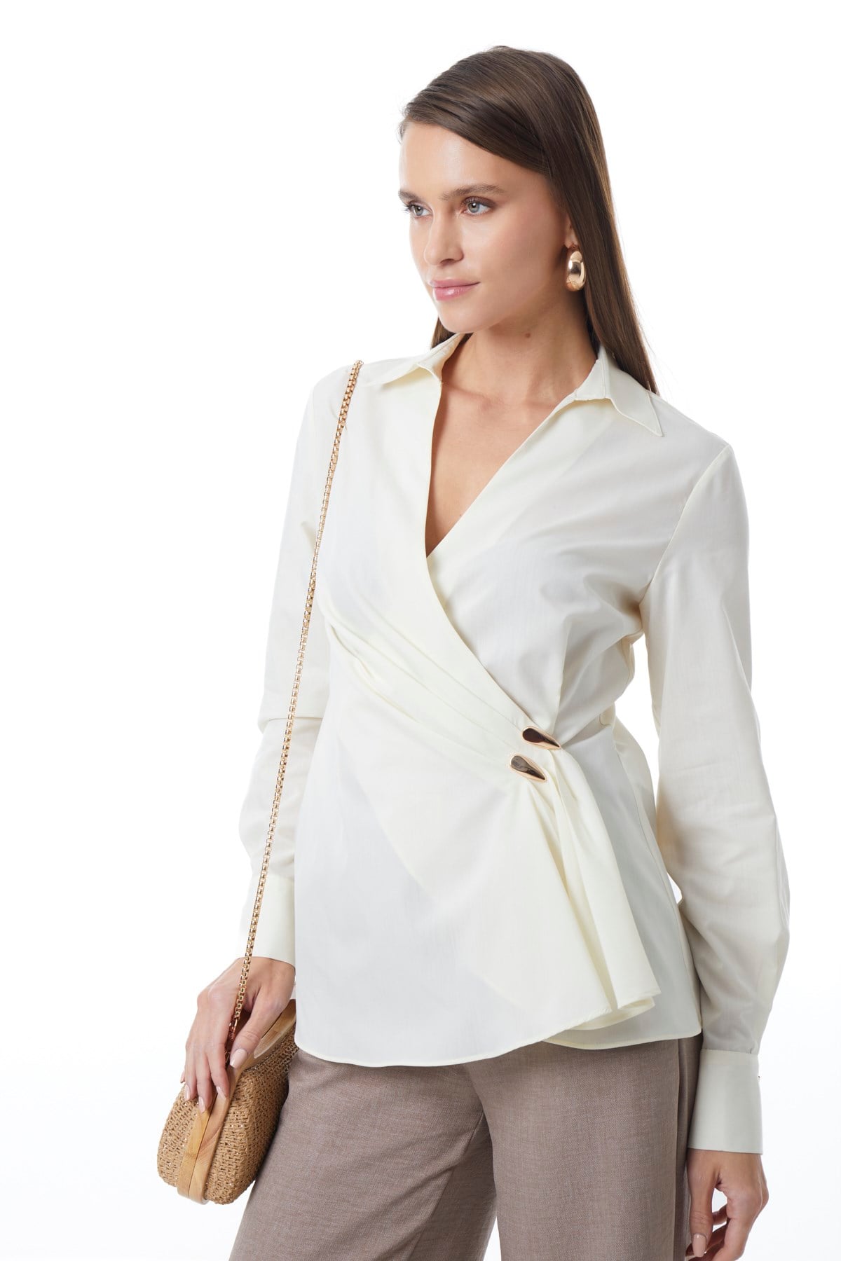 Önden Düğmeli Poplin Gömlek