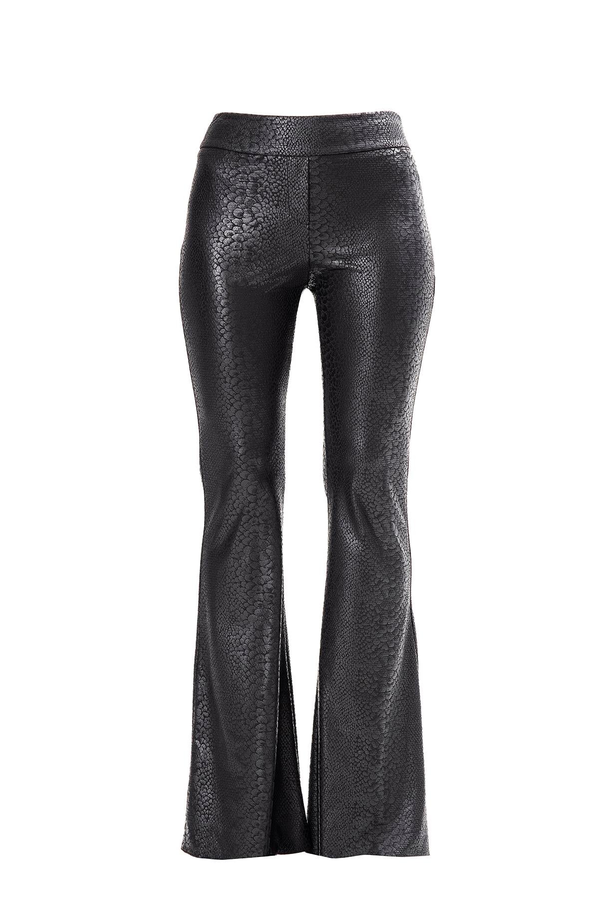 Piton Desenli Paçası Bol Pantolon