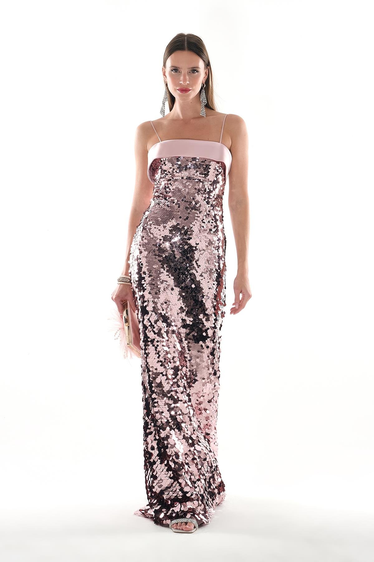 Saten Garnili Abiye Elbise