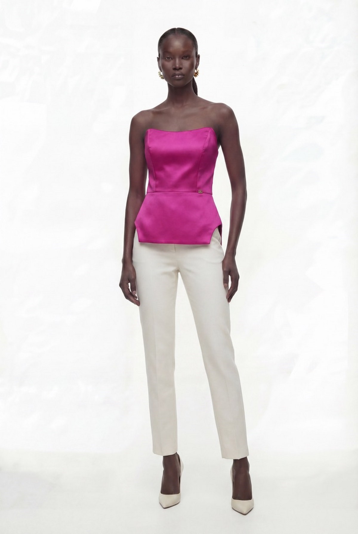 Straplez Şık Saten Bluz