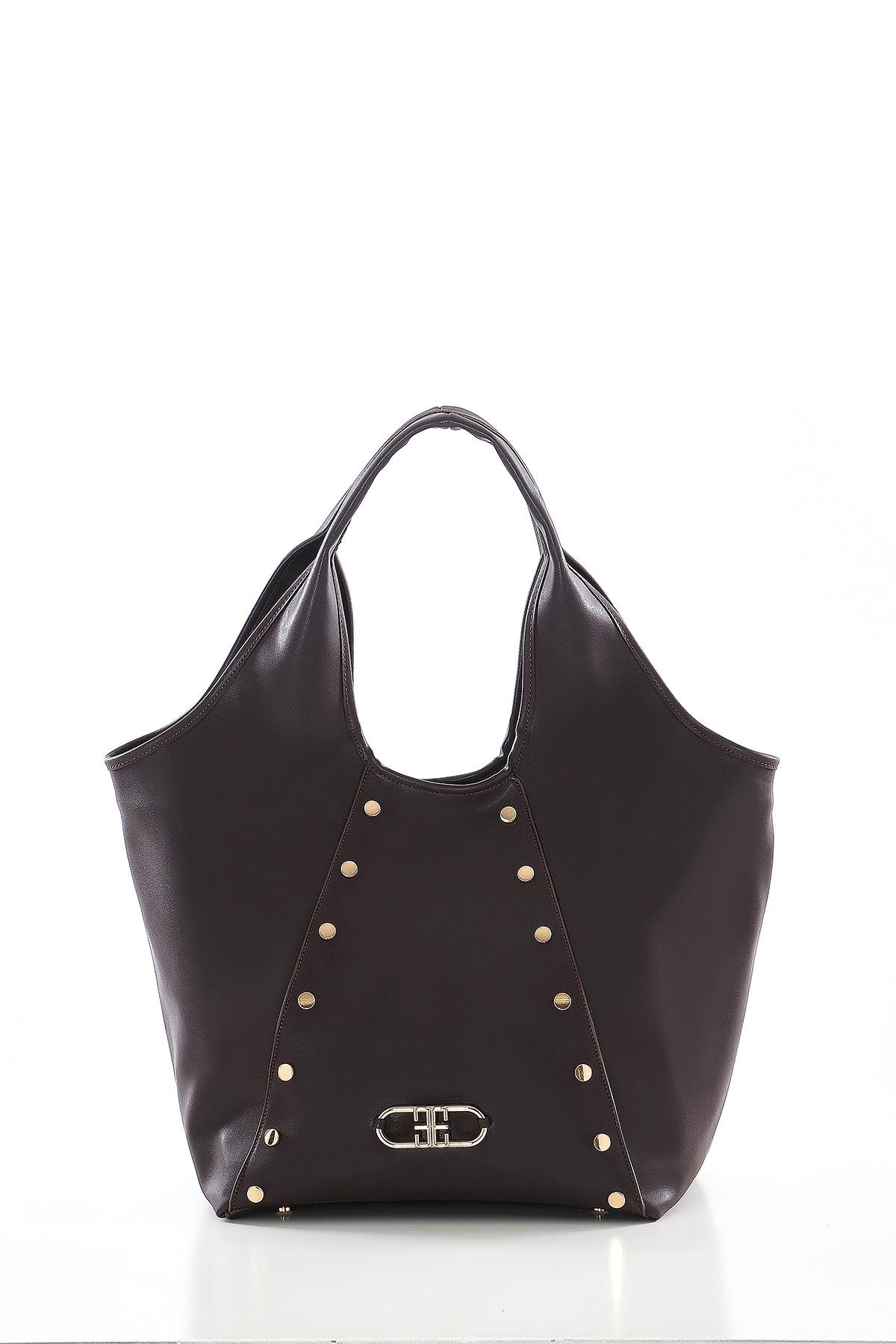 Vegan Deri, Süet Astarlı, Tasarımlı, Büyük, El Omuz Çanta