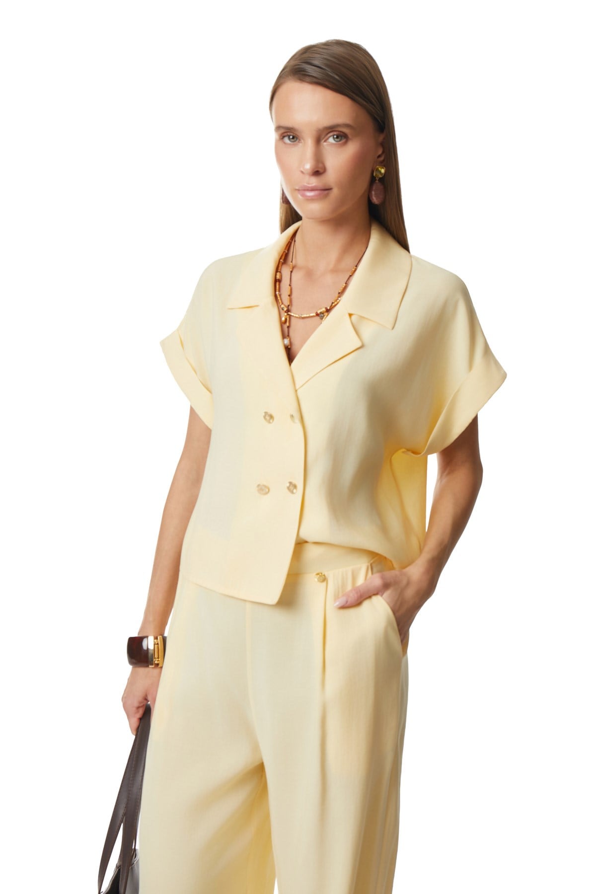 Yakalı Kruvaze Bluz